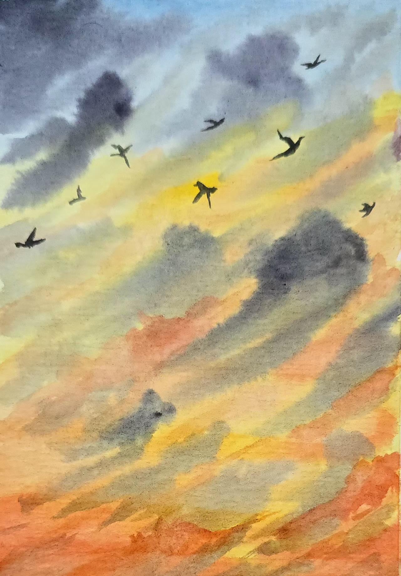 Watercolour clouds - image 2 - student project