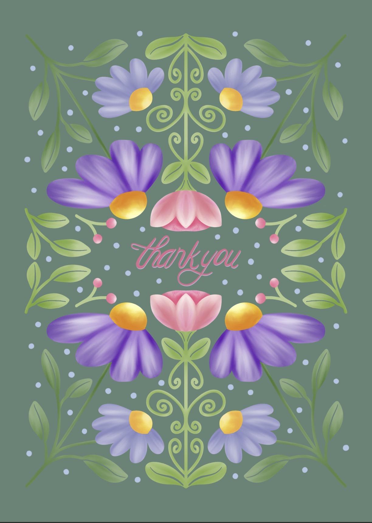 Floral Thank You Card - image 1 - student project