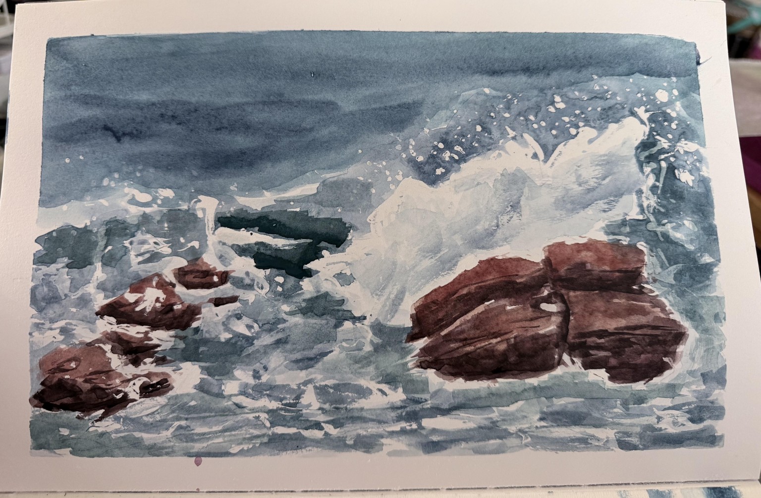 Ocean wave on rocks - image 1 - student project