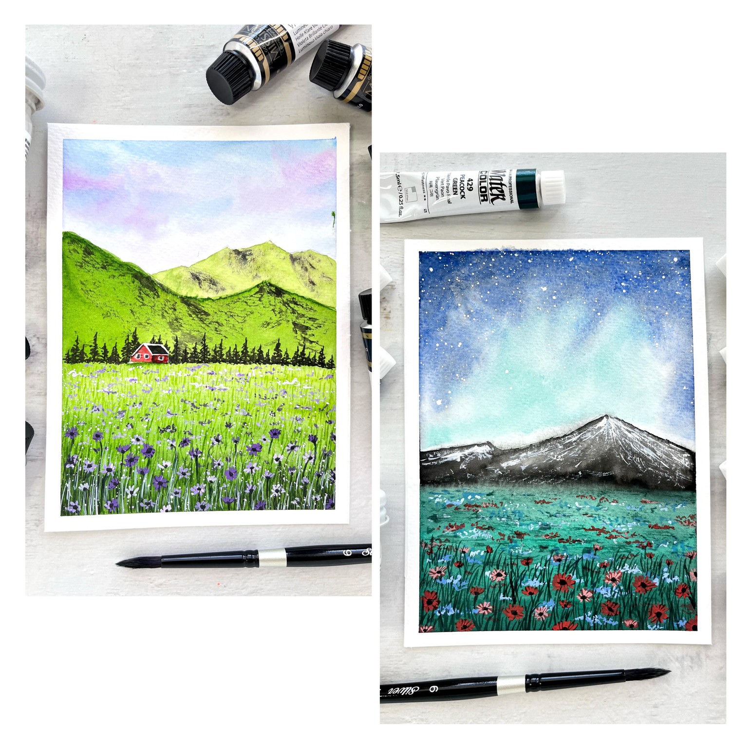 “Floral Meadows with Watercolor” Class by Zaneena Nabeel - image 1 - student project