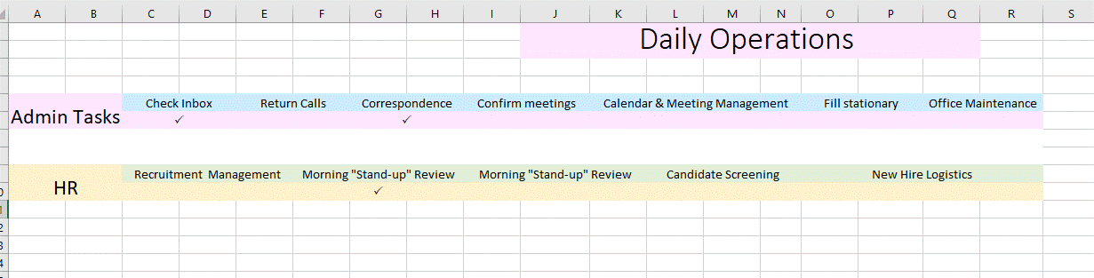 Daily Office Tasks Spreadsheet - image 1 - student project