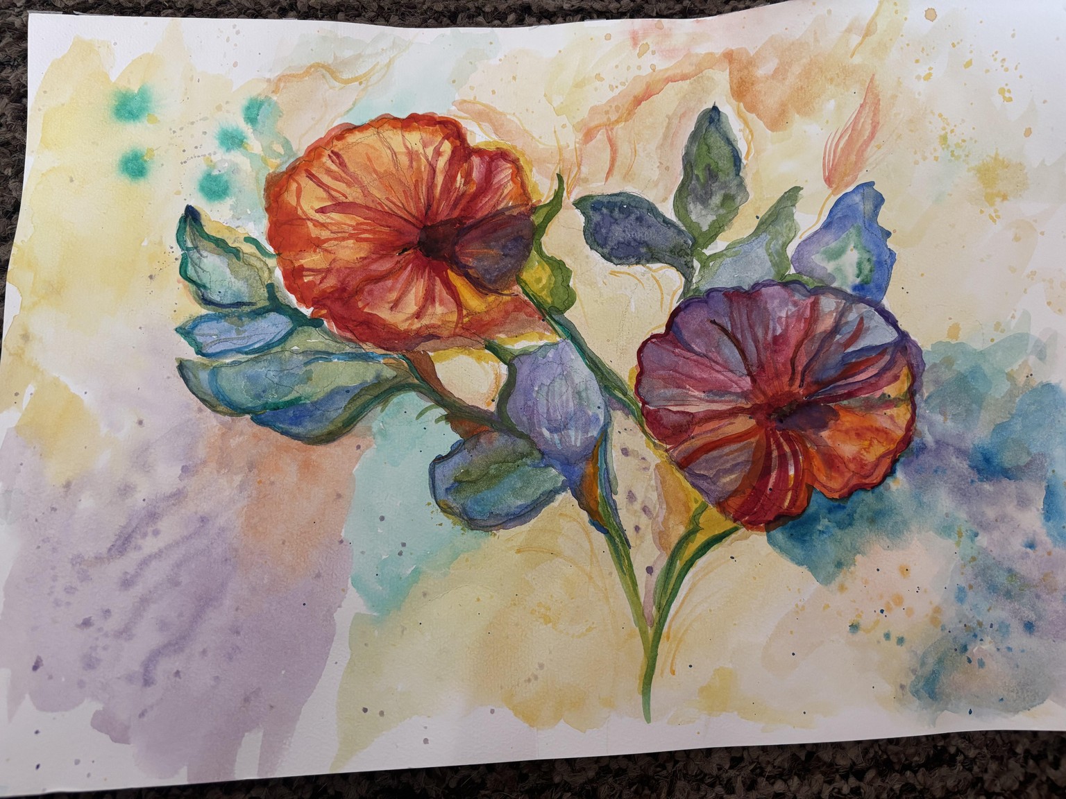Watercolour flowers - image 1 - student project