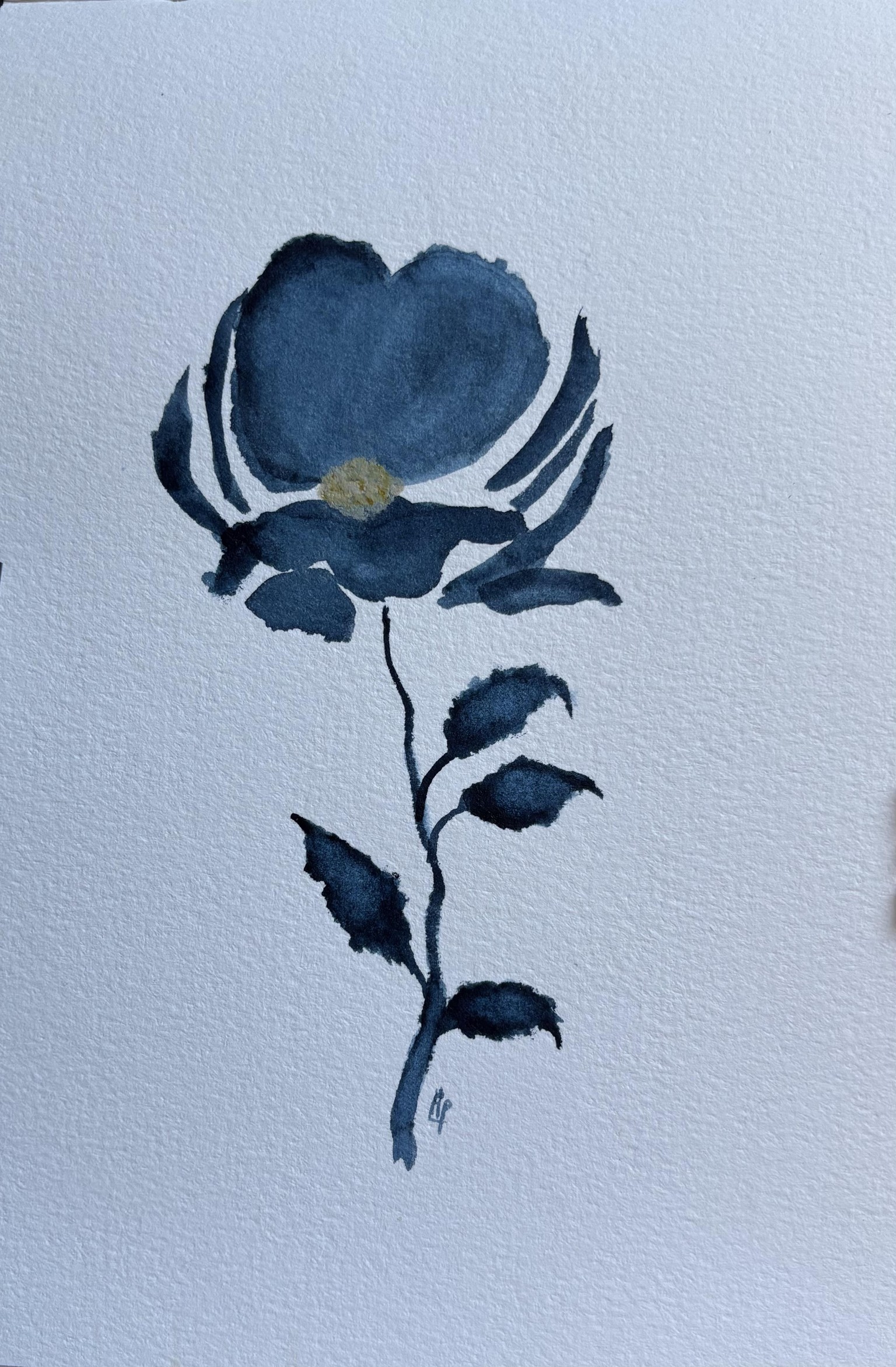 Monochrome watercolour flower - image 1 - student project