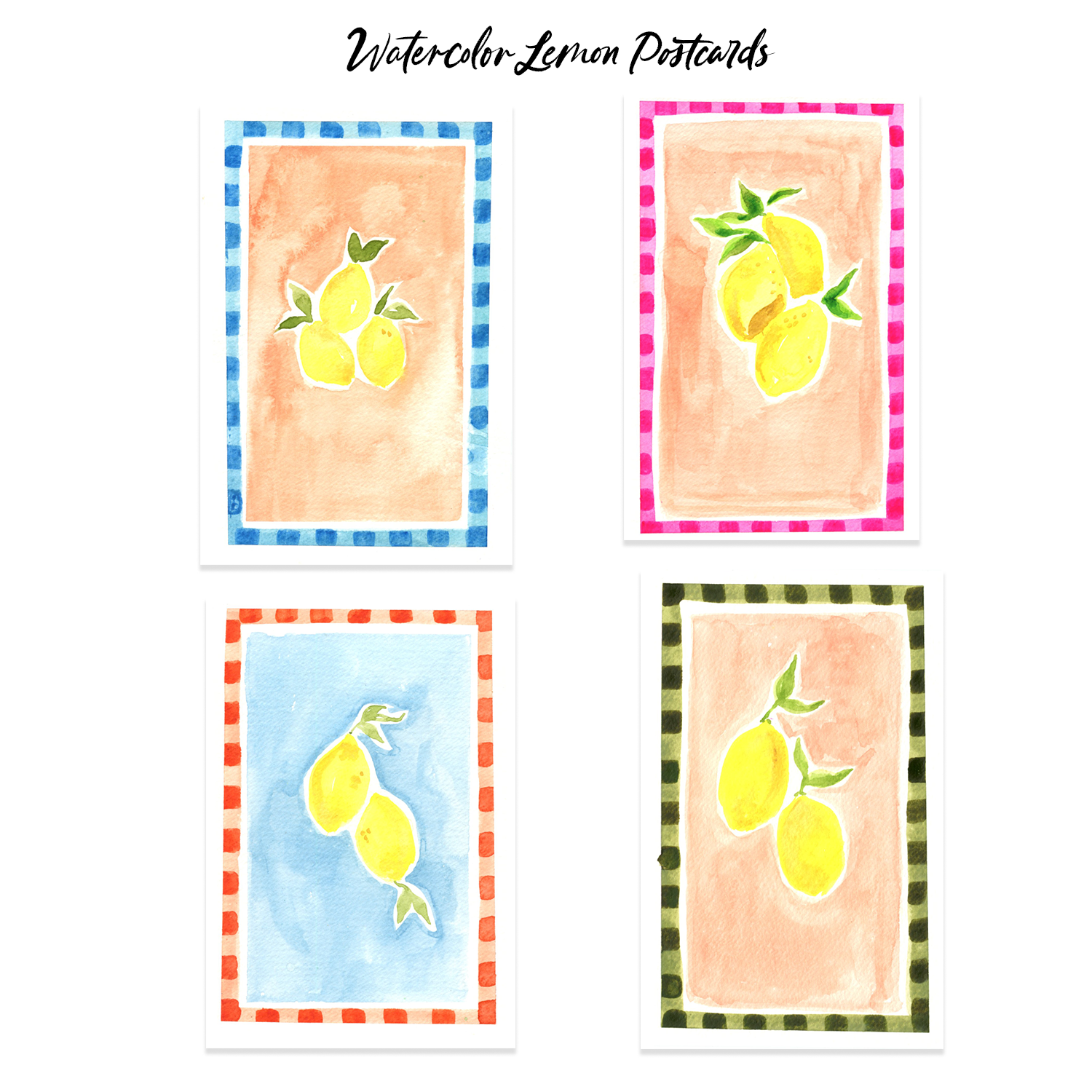 Watercolor Lemon Postcards - image 2 - student project