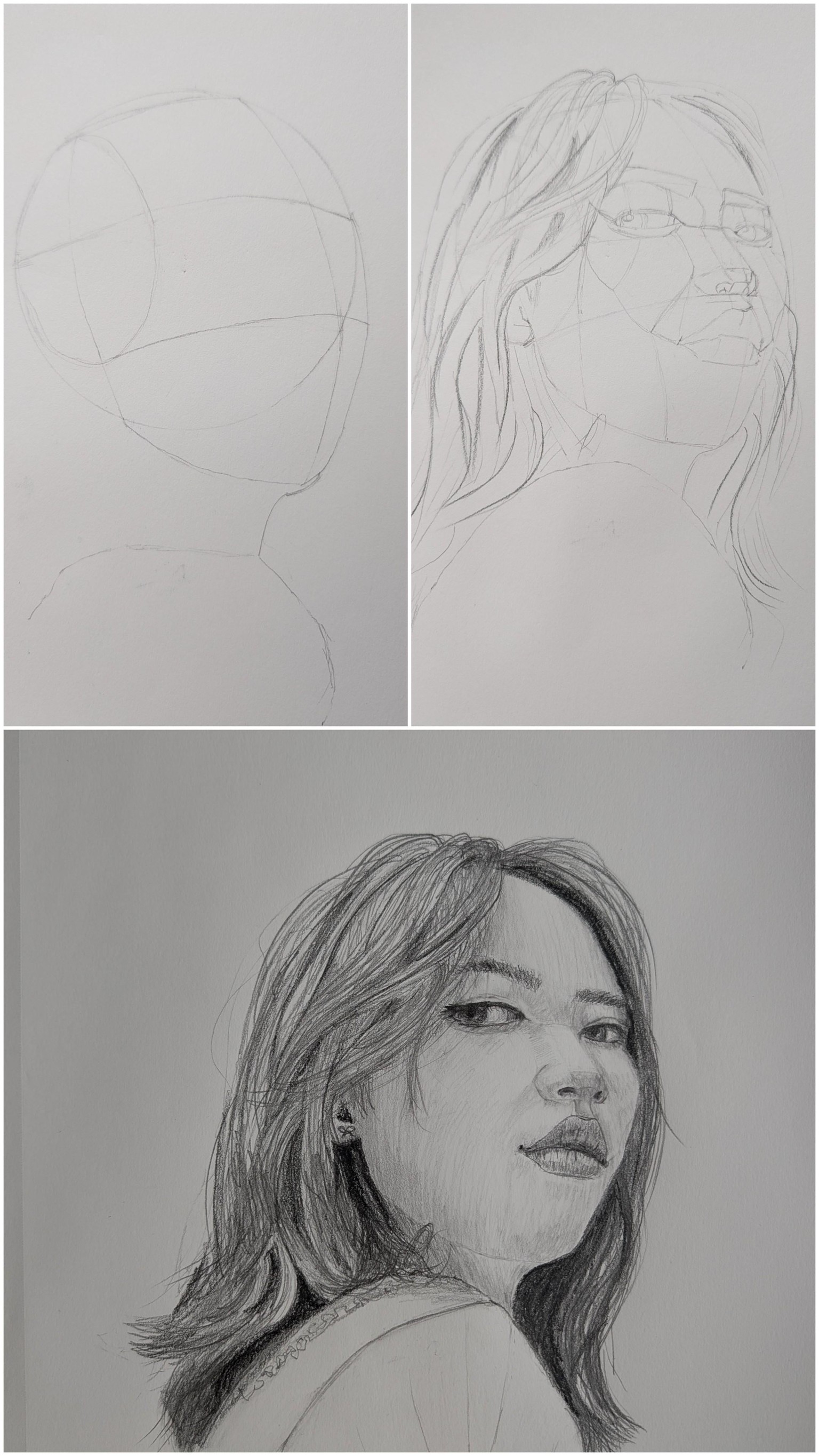 Drawing a Portrait Part II using Loomis head and Asaro Method - image 2 - student project