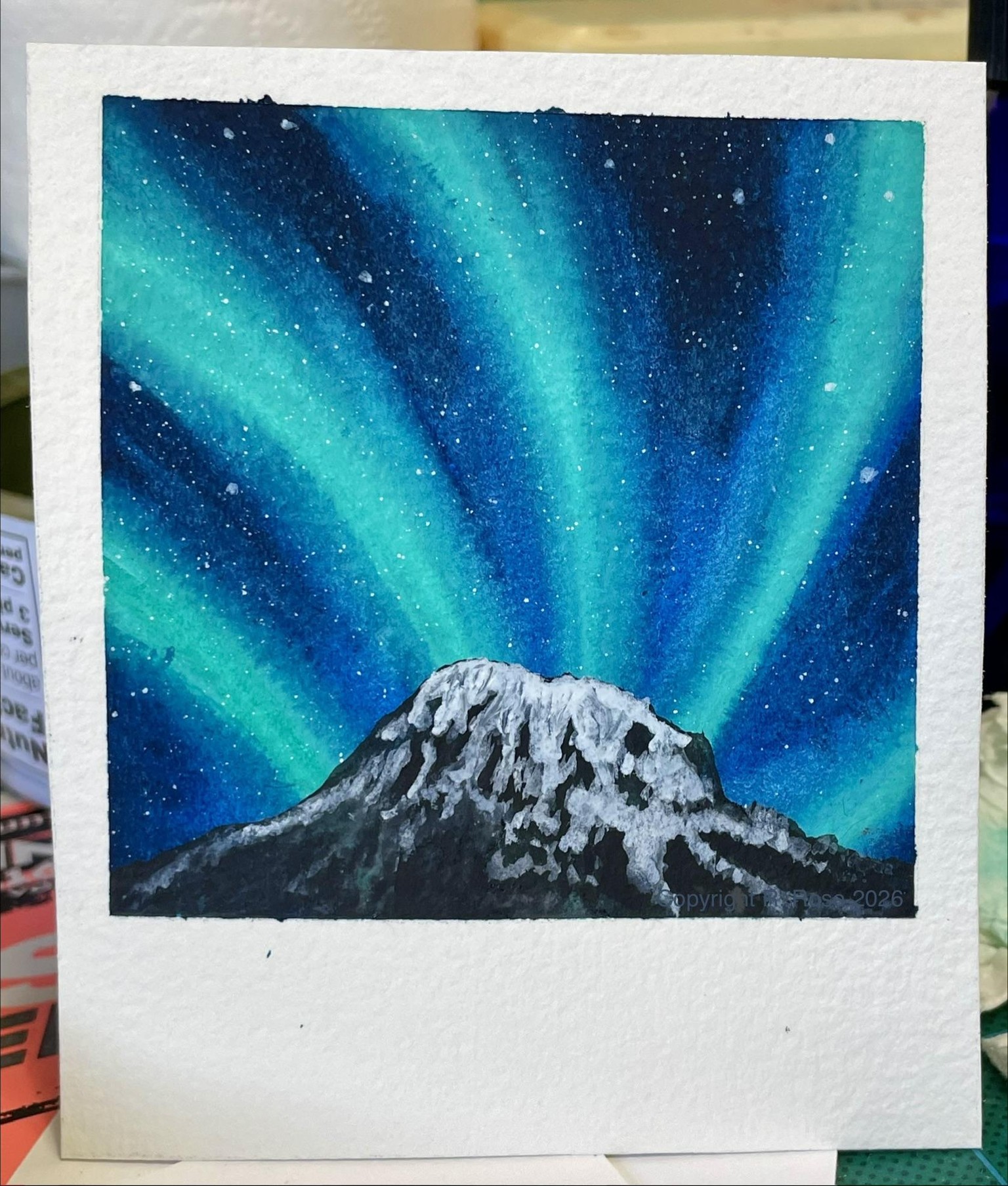 Northern Lights over Mt. Rainier, Polaroid style - image 1 - student project