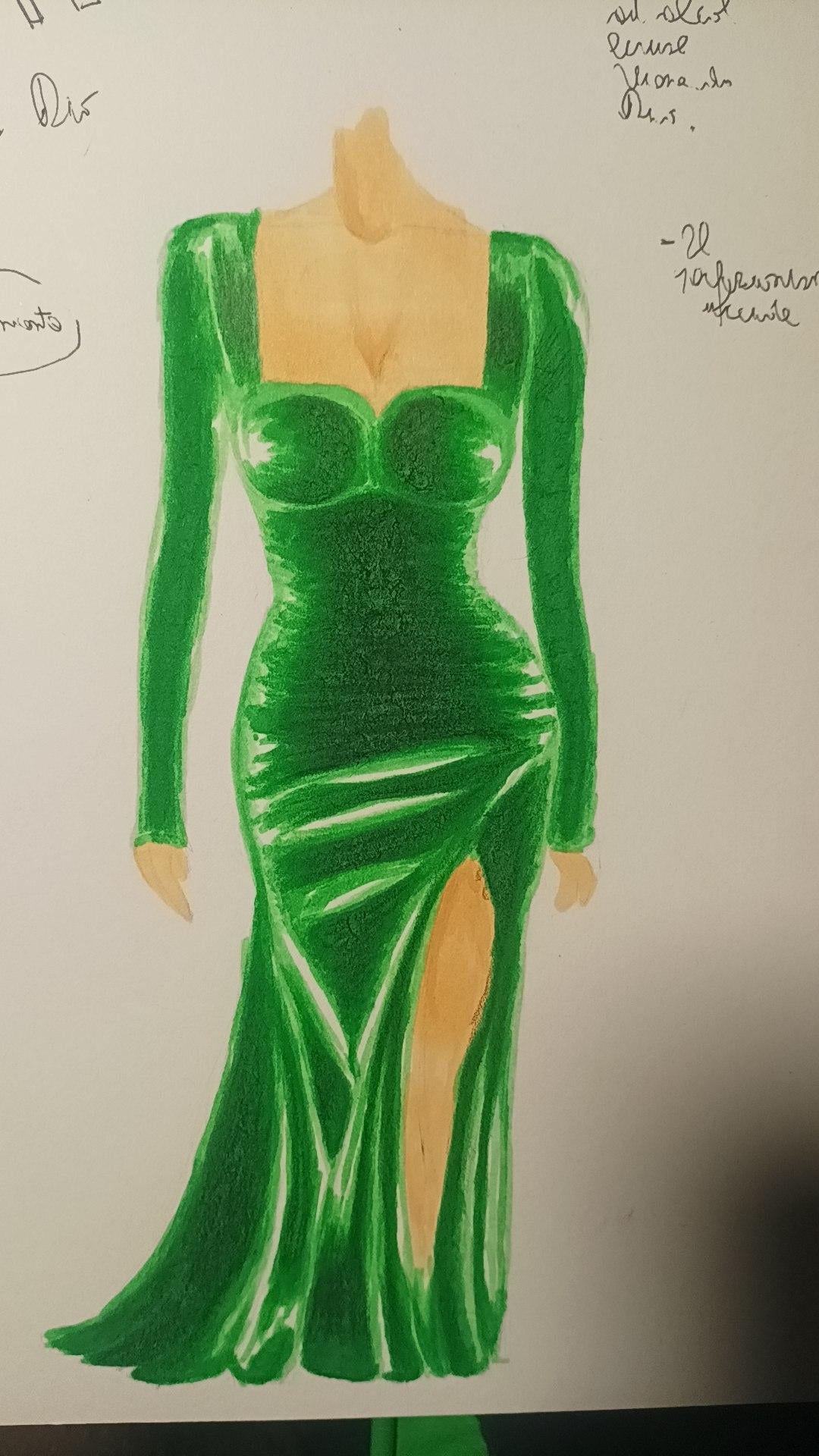 Velvet dress using non - alcohol markers - image 1 - student project