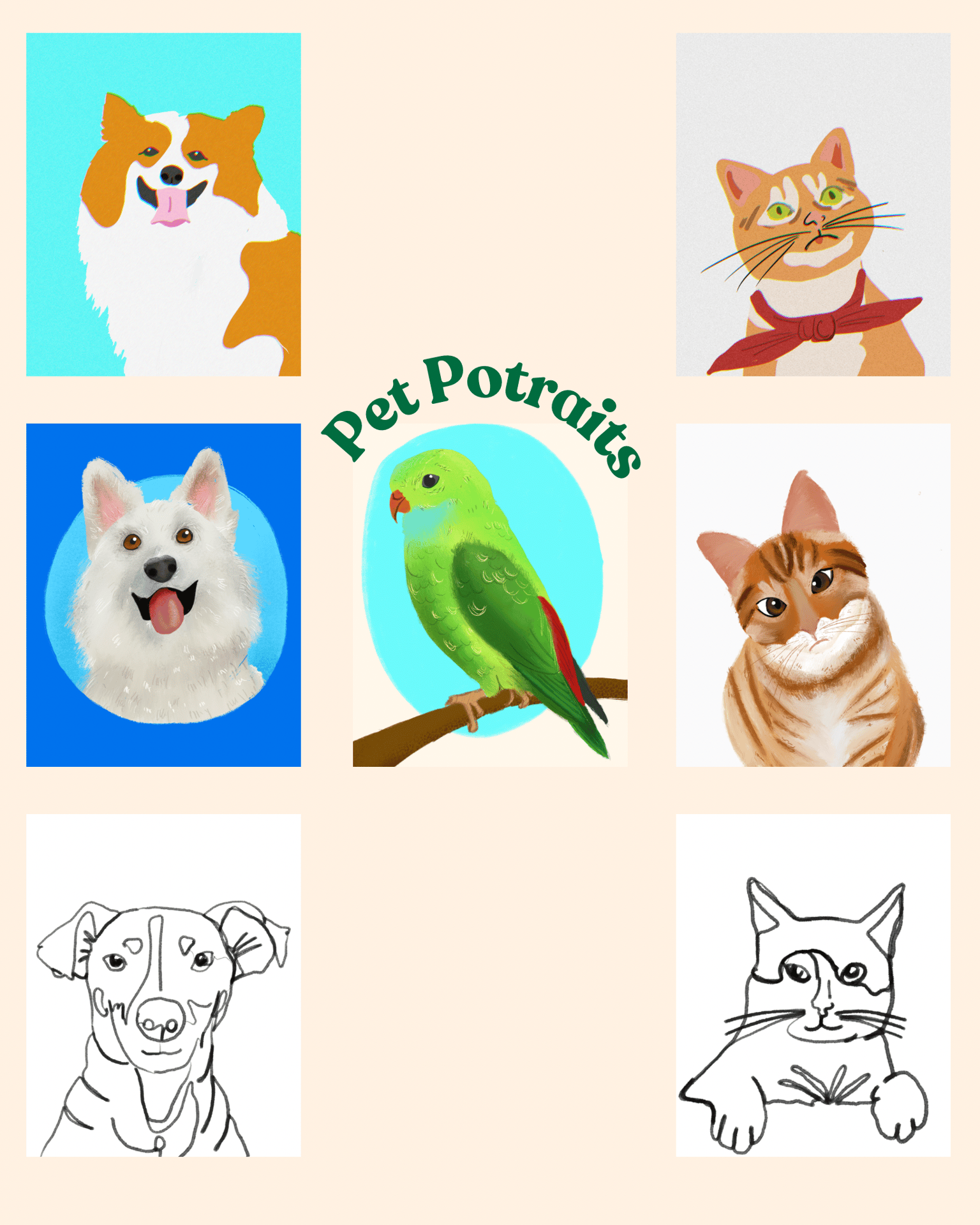 Pet Potraits in Different Styles - image 1 - student project