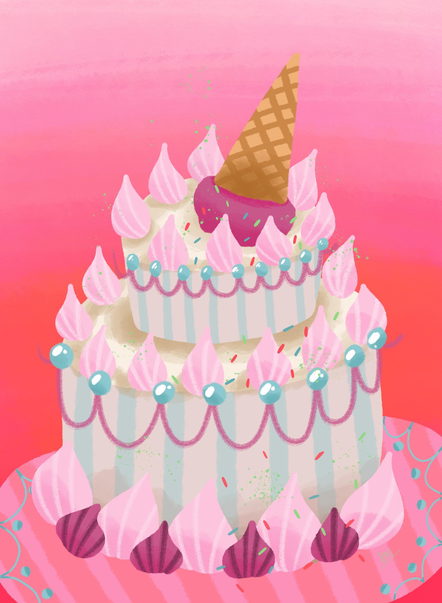 Beautiful Birthday Cake Art - image 2 - student project