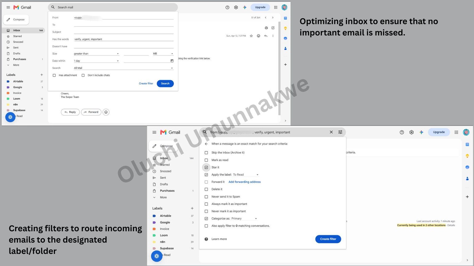 Inbox Management for my Client Amara - image 2 - student project