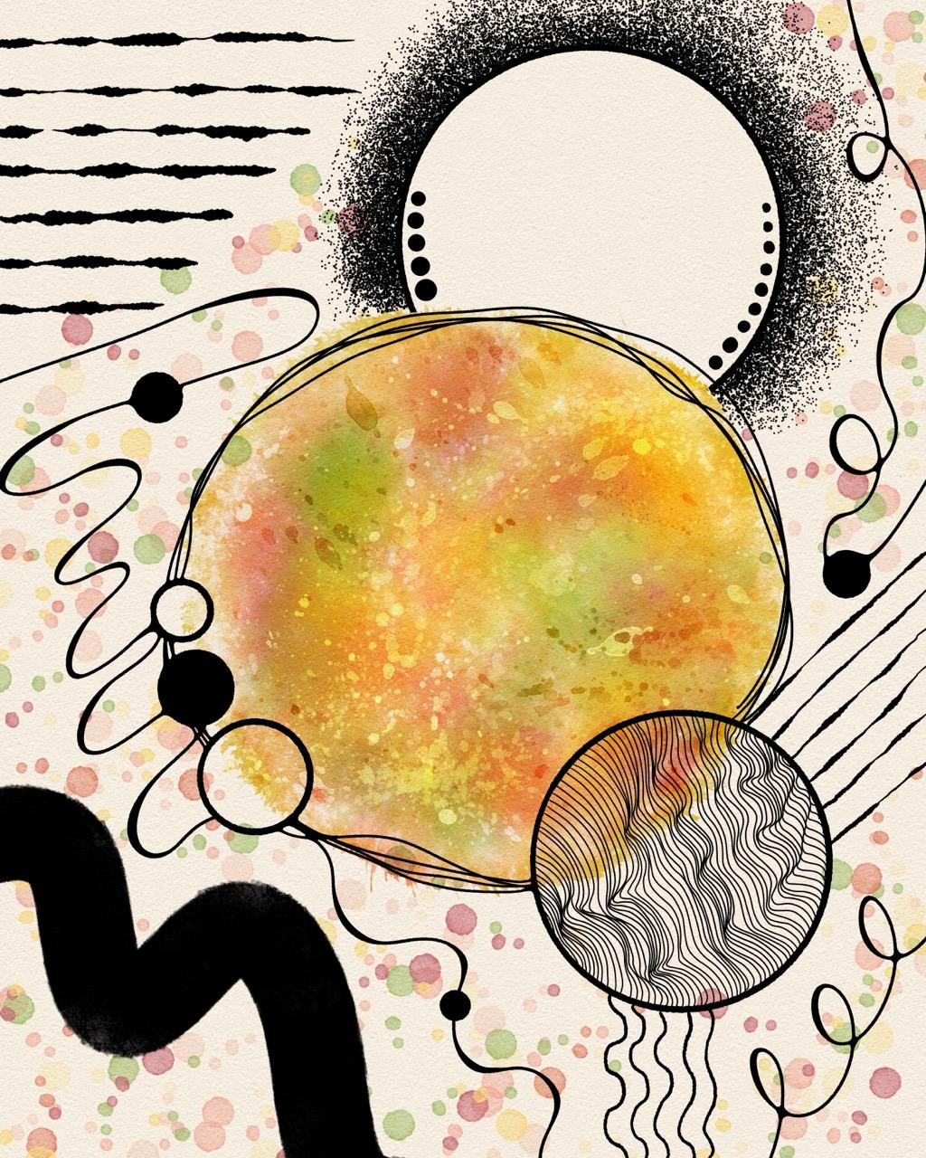 More Abstract Neurographic Zen Watercolor Doodling - image 1 - student project