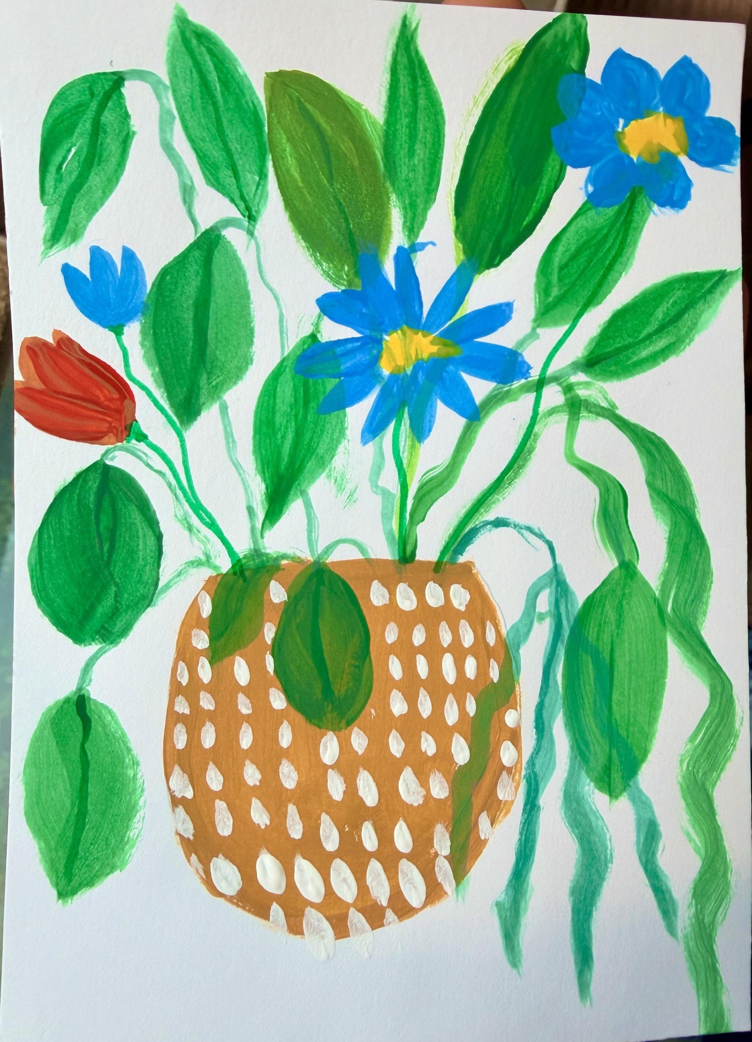 Plant in a Blue Vase & Flowers in a Clay Jar - image 2 - student project