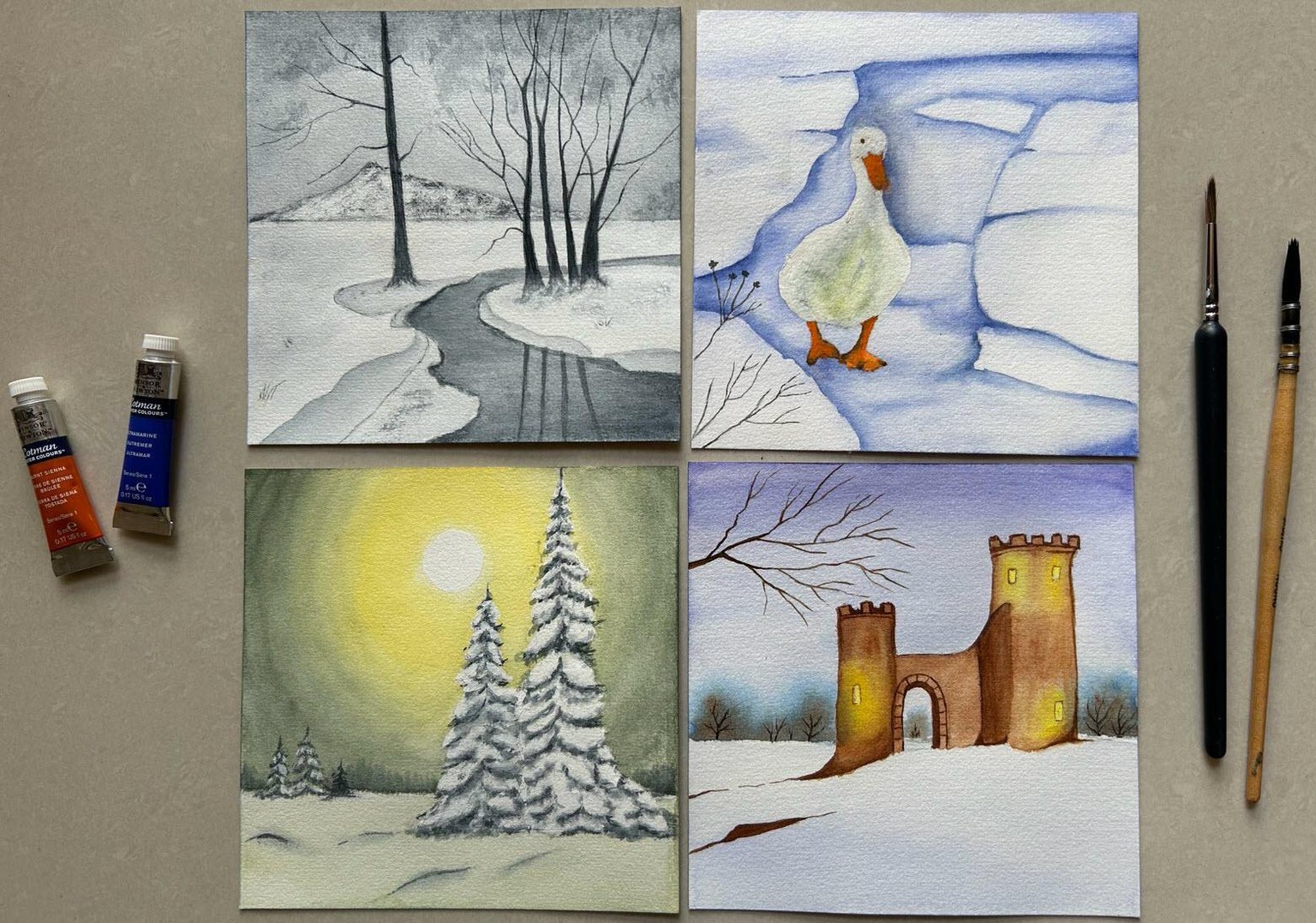 Watercolor winter moodboard - image 1 - student project