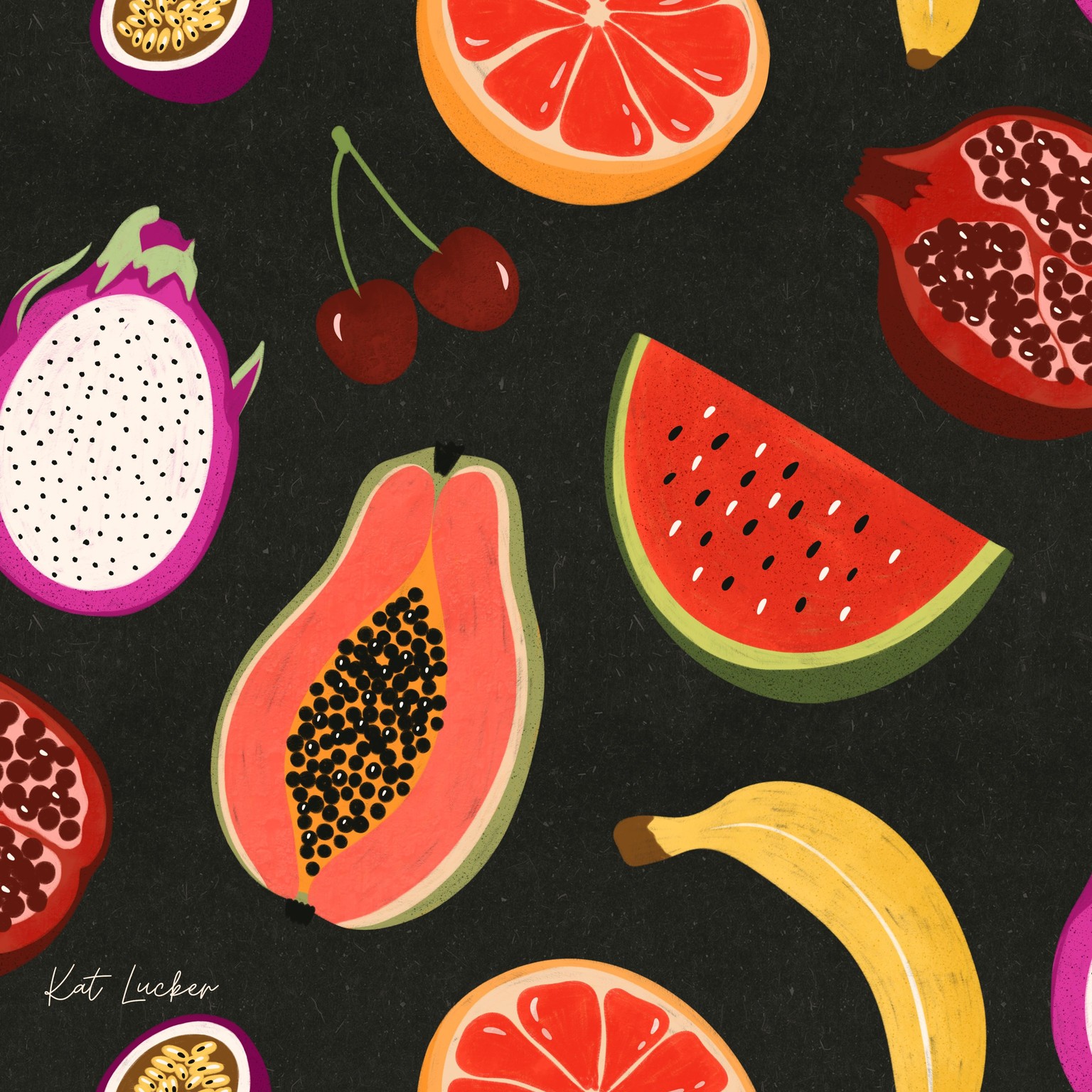 Tropical Fruits - Half Drop Repeat Pattern - image 4 - student project