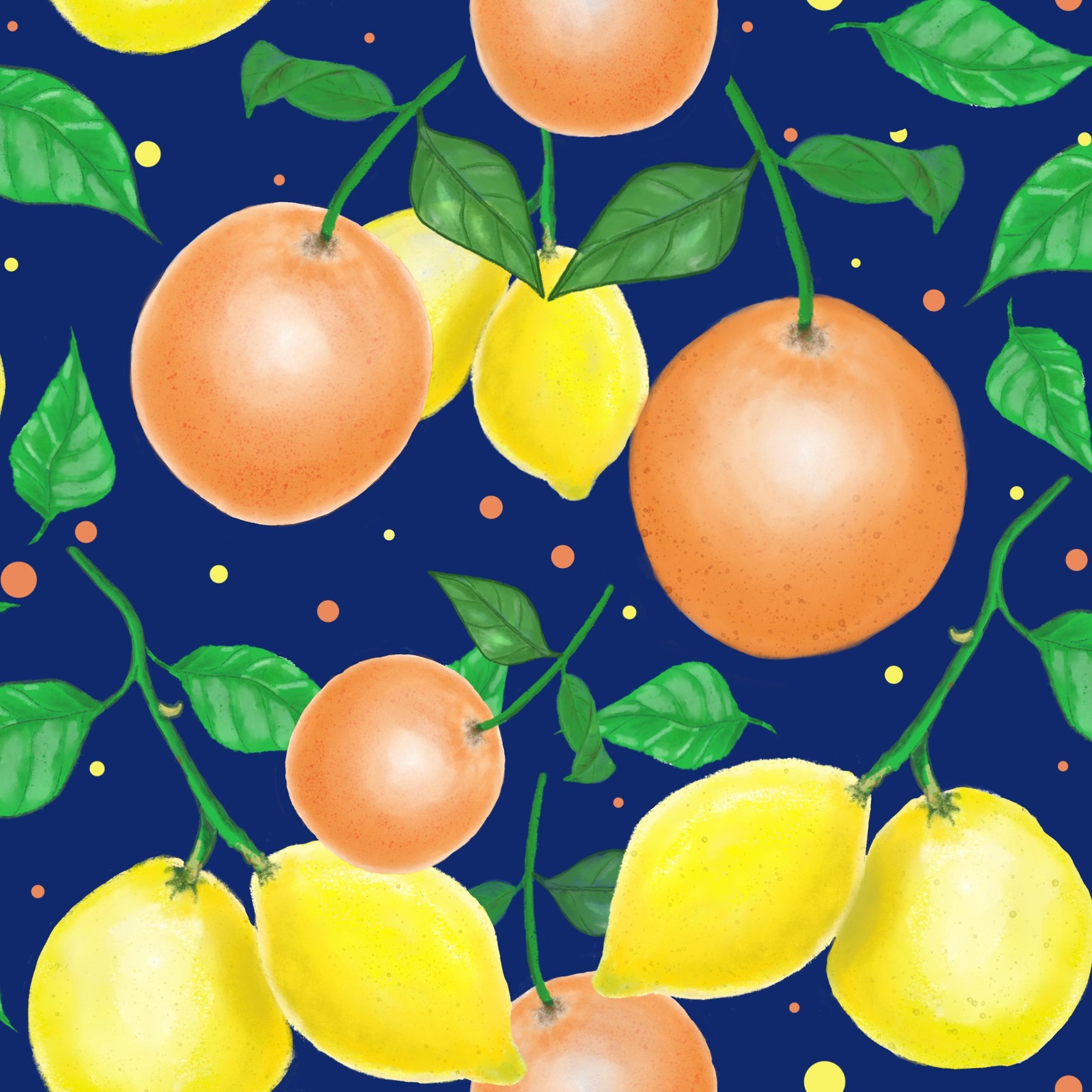 Citrus - Creating patterns in Procreate -Half drop repeats - image 1 - student project