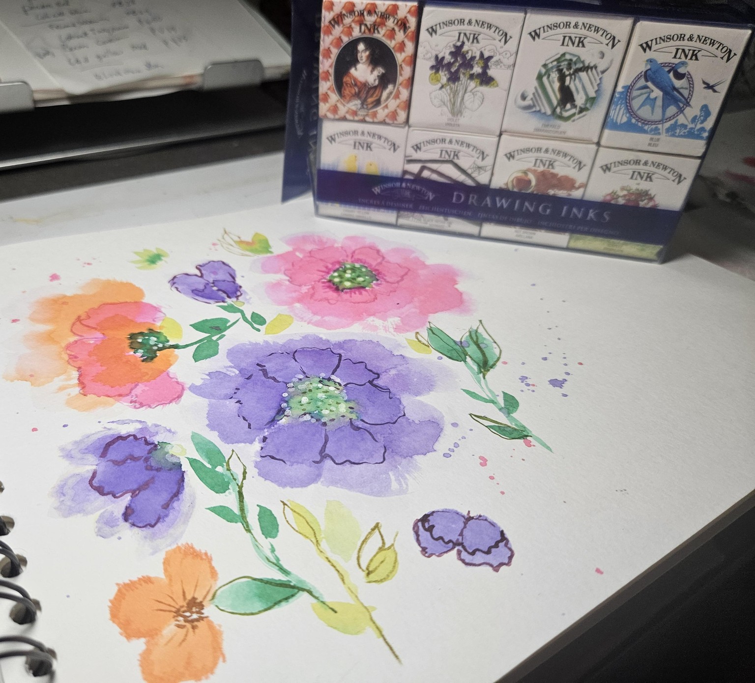 Inky floral practice - image 2 - student project