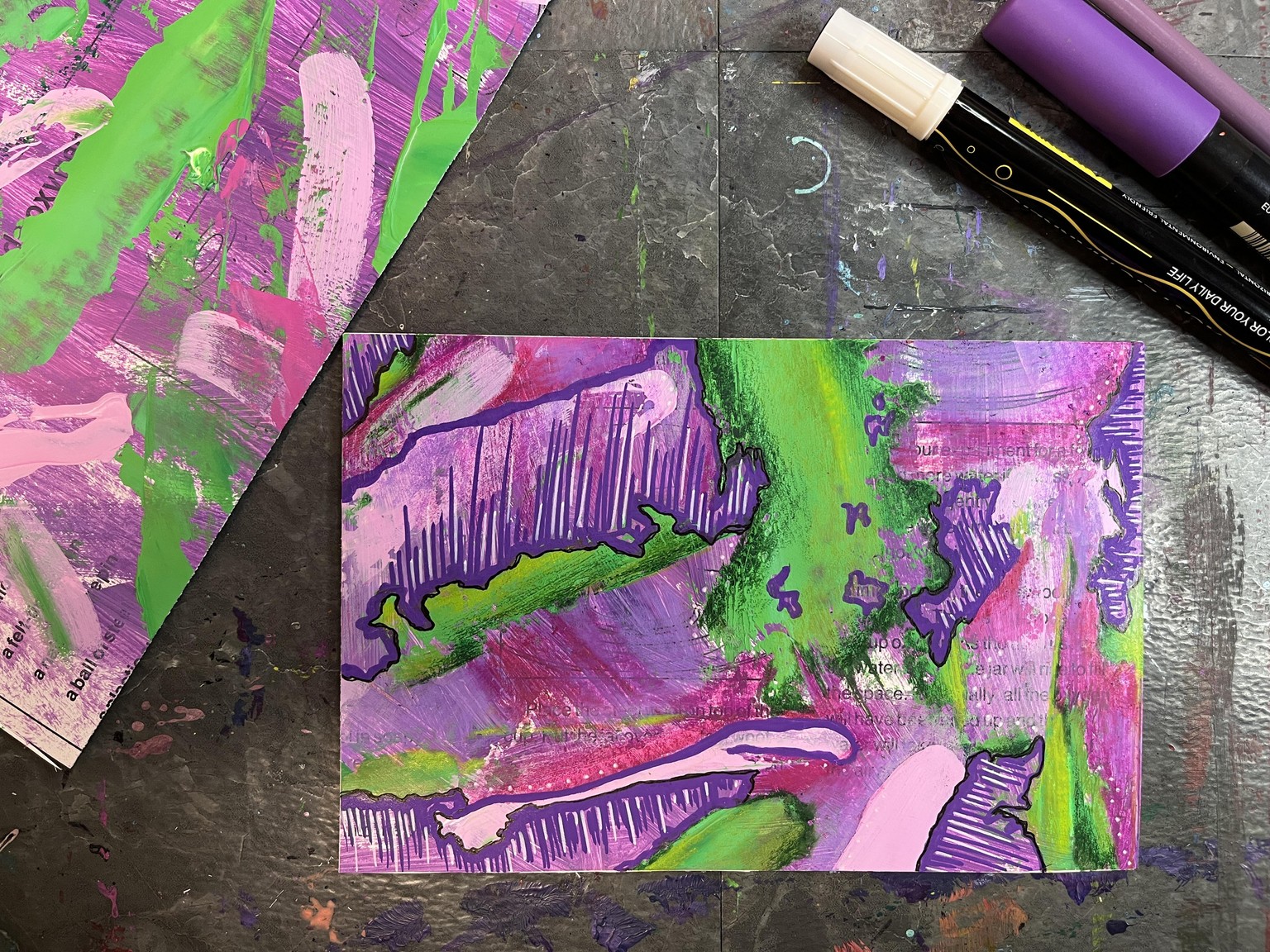 Leftover Paint Sketchbook Spreads and Collage Papers - image 3 - student project
