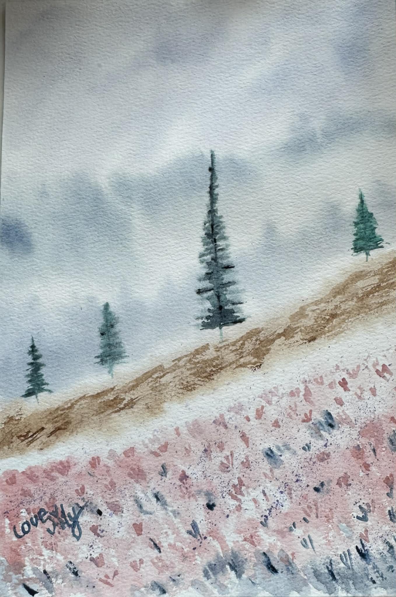 serene watercolor meadow-a foggy atmosphere landscape - image 1 - student project