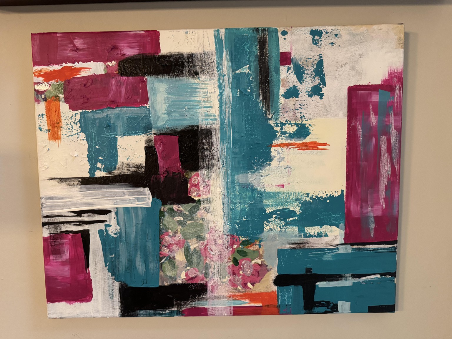 Abstract over floral painting reject - image 1 - student project