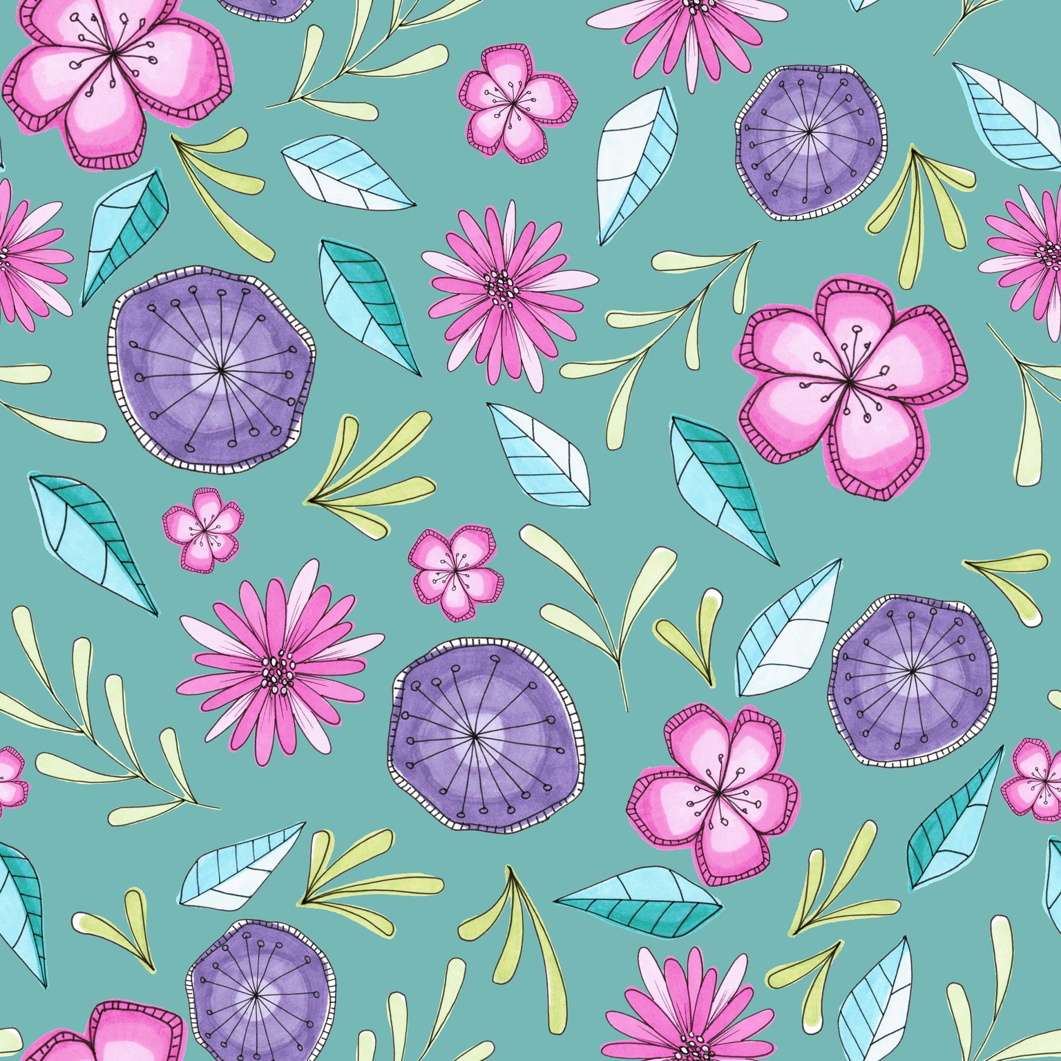 Bright floral print - image 1 - student project