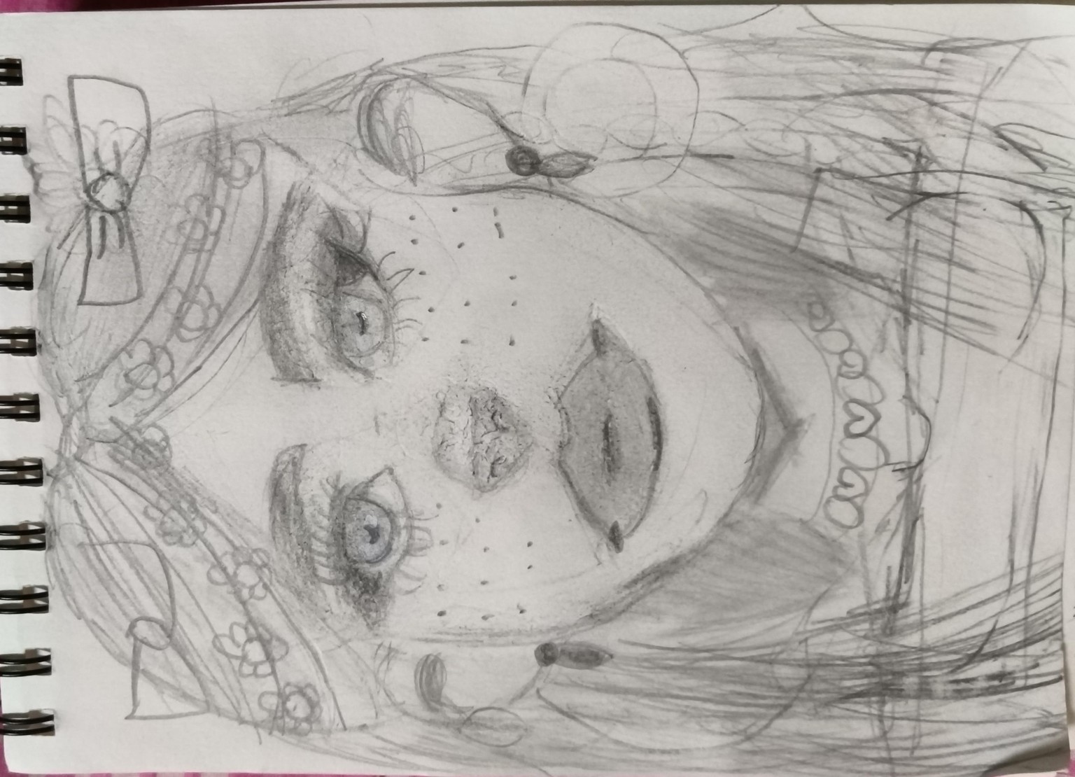 Cute girl pencil drawing by Aarohi chavan - image 1 - student project