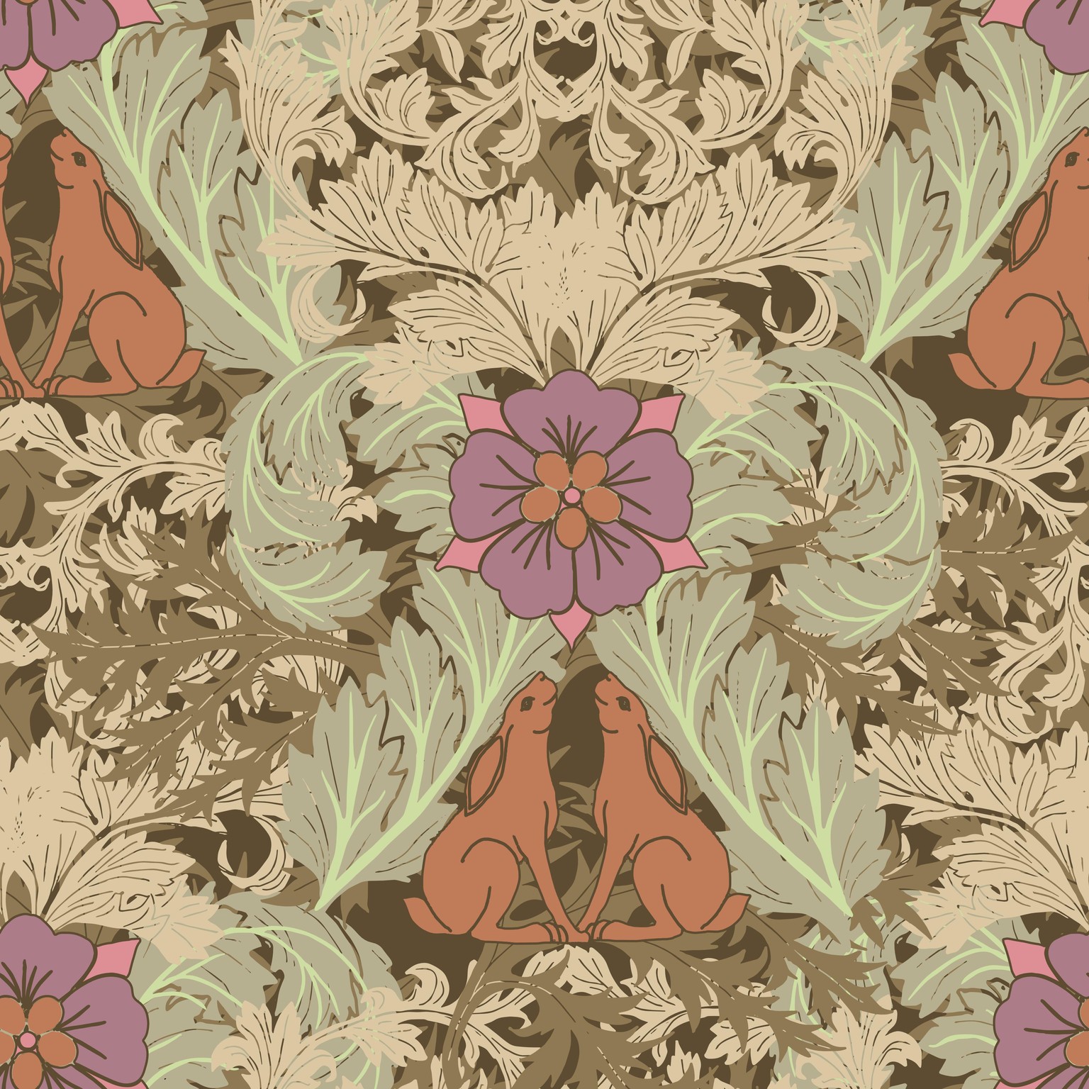 Acanthus leaves and moon gazing hares - image 4 - student project