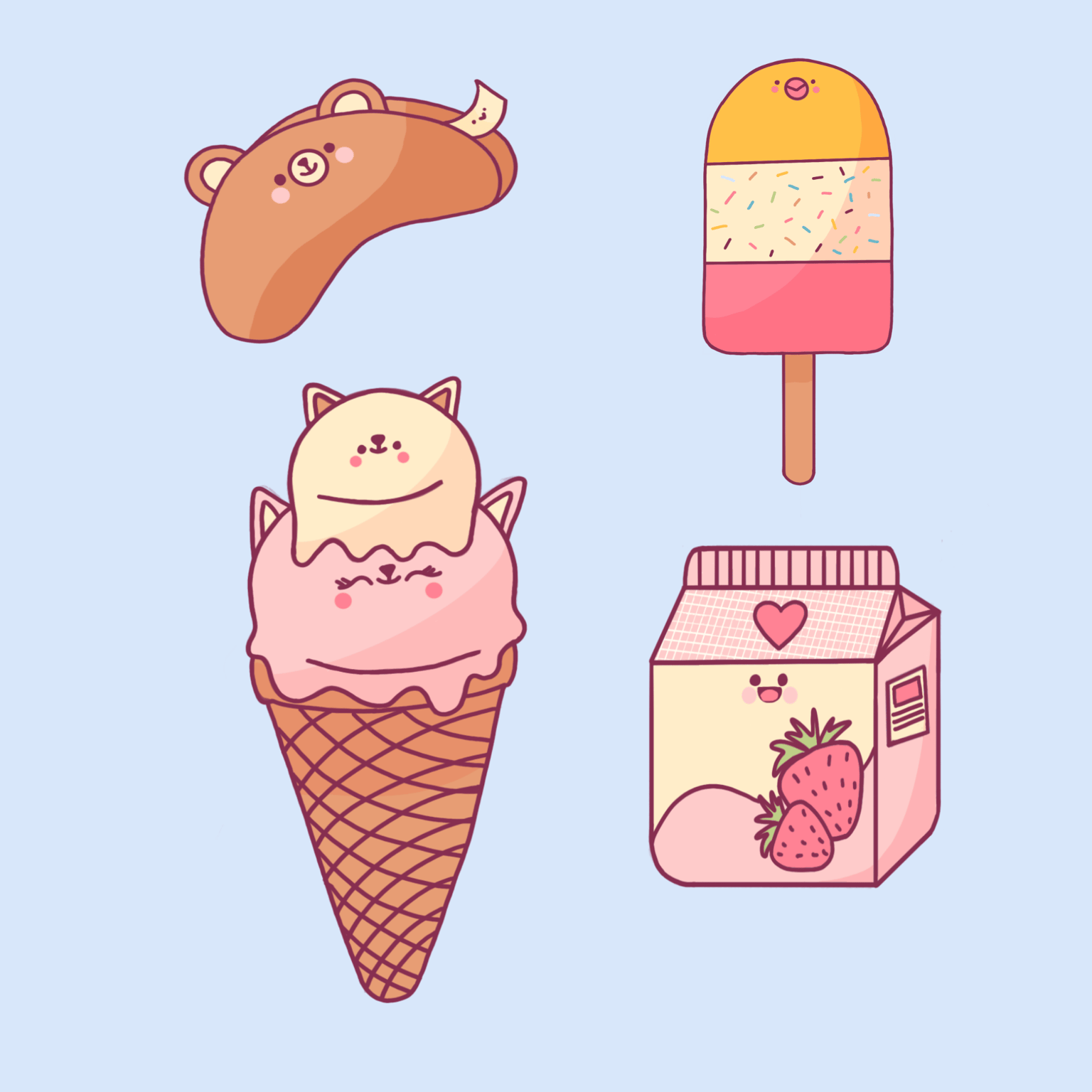 Kawaii Sweets Stickers - image 1 - student project