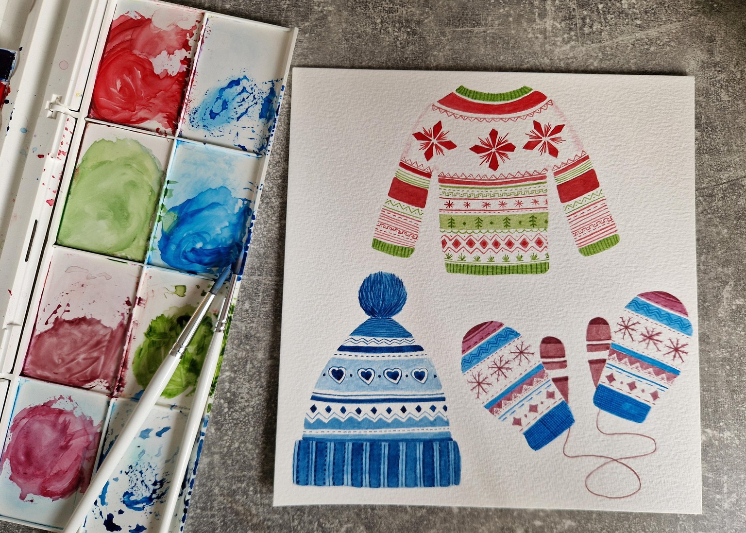 Christmas Watercolours - image 1 - student project