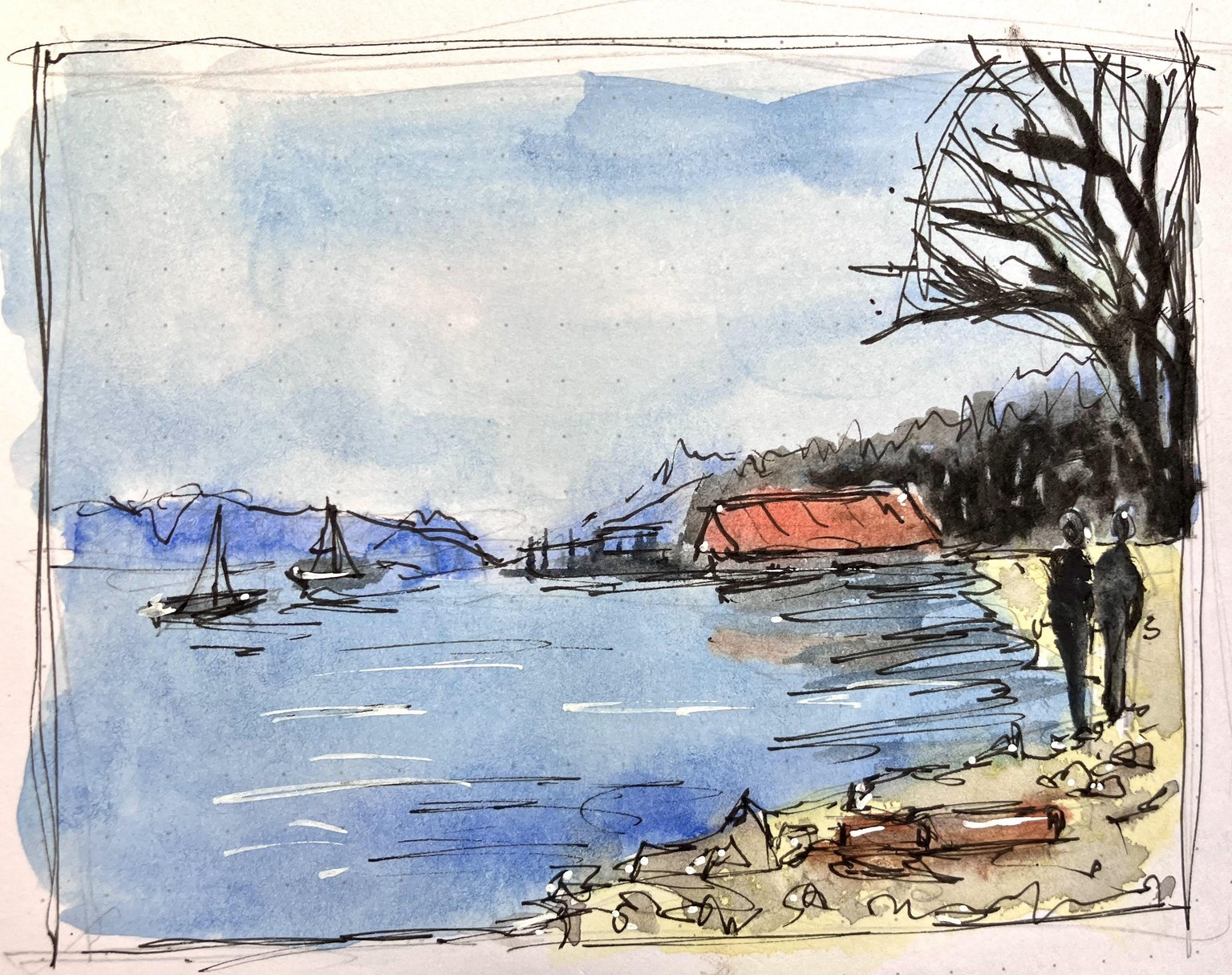 Watercolor scenery:  Ink or no ink? - image 9 - student project