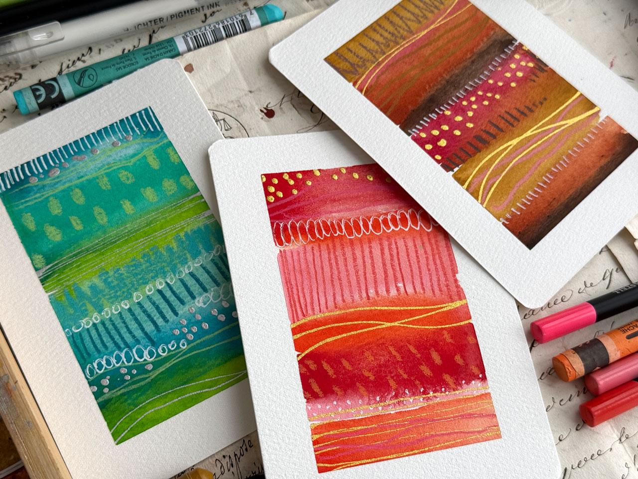 Mini Abstract Stripe Paintings: Play with Color, Marks & Metallic Details - image 2 - student project