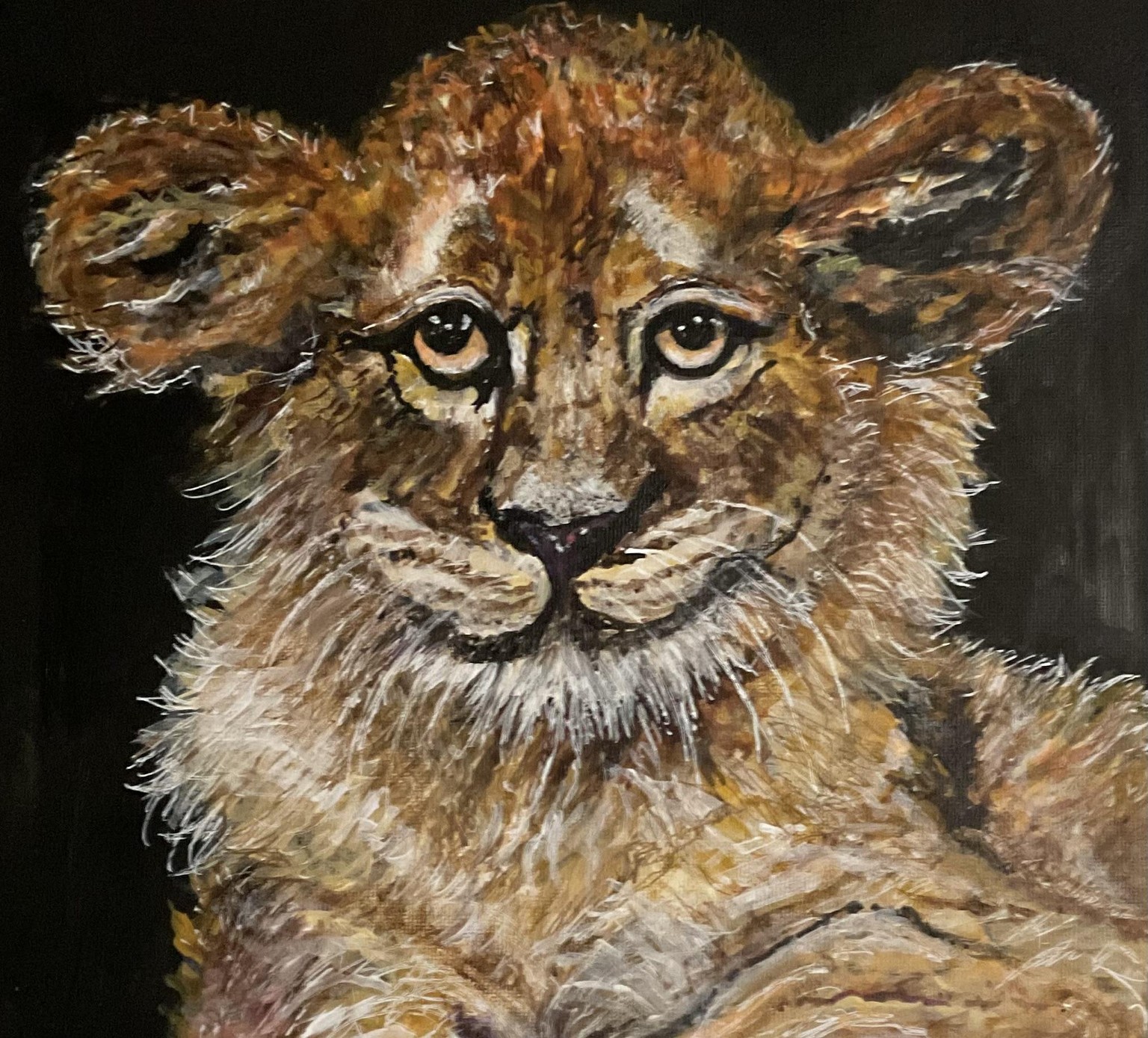Acrylic Painting: Cat Portrait. My cat, a baby lion - image 1 - student project