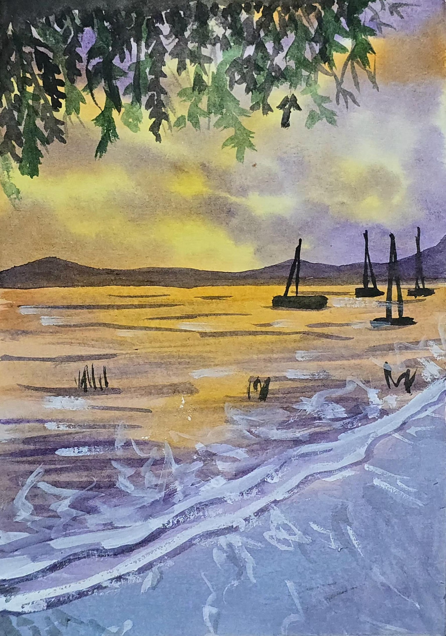 All 15 Summer beach paintings with watercolours - image 9 - student project