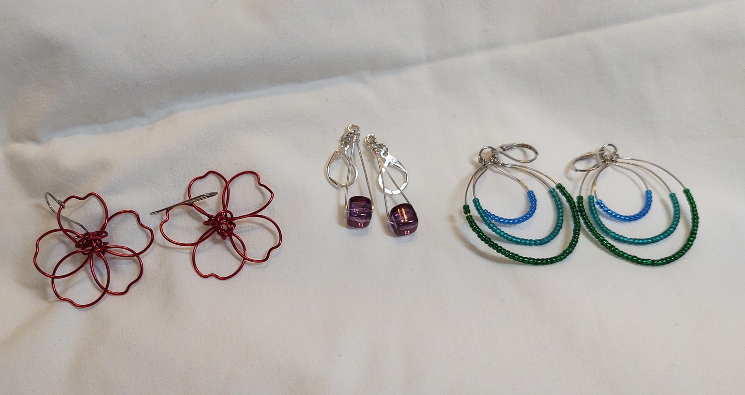 Three Beaded Dangle Earrings - image 1 - student project