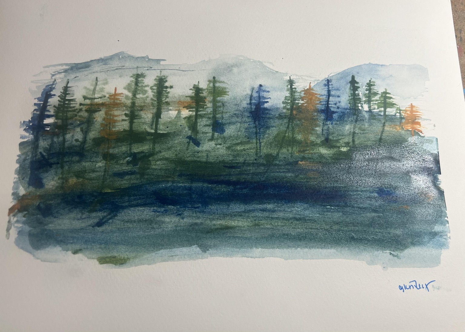 Palette Knife watercolor landscape - image 1 - student project
