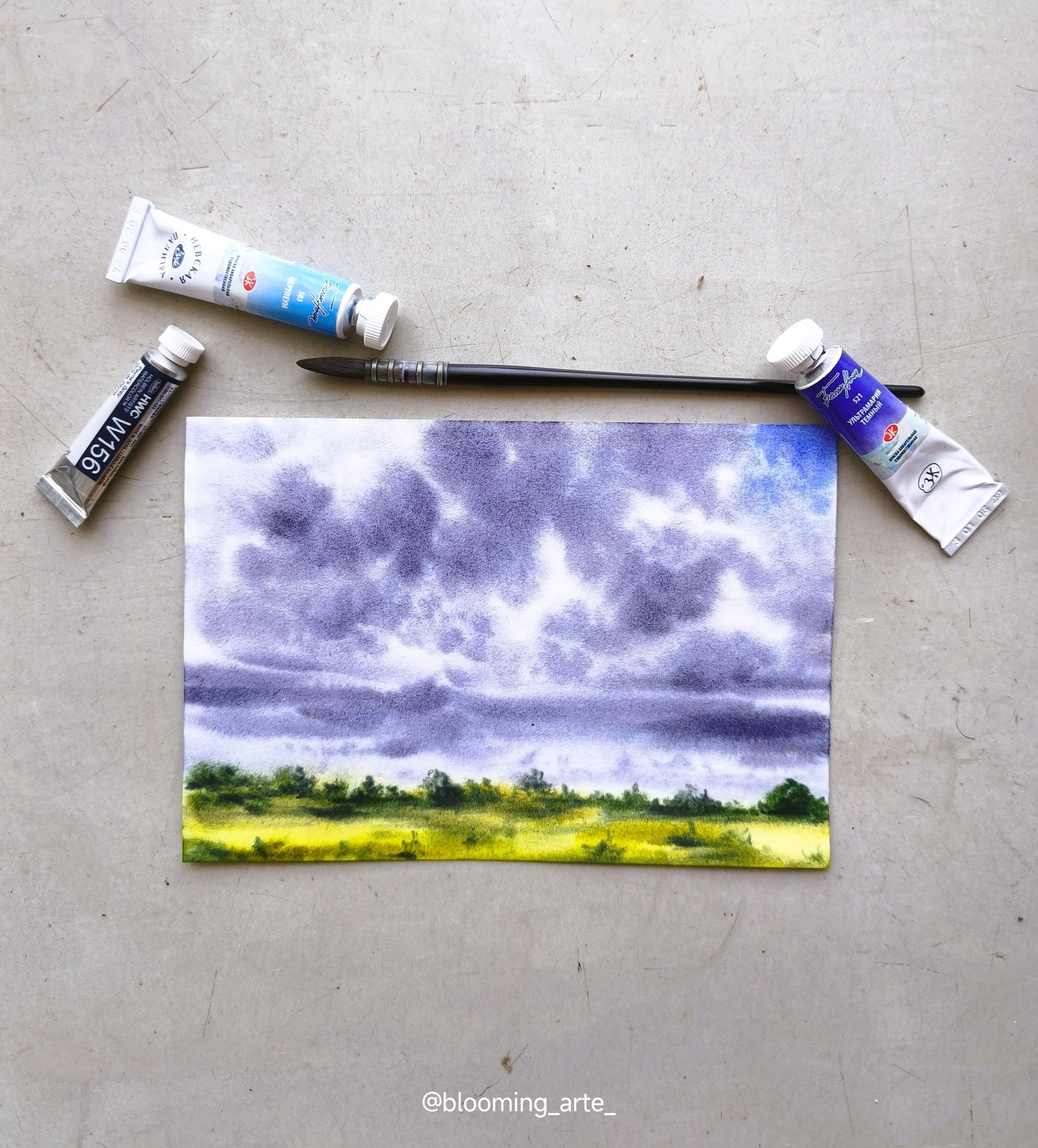 10-Minute Watercolor Cloudy Sky - image 1 - student project