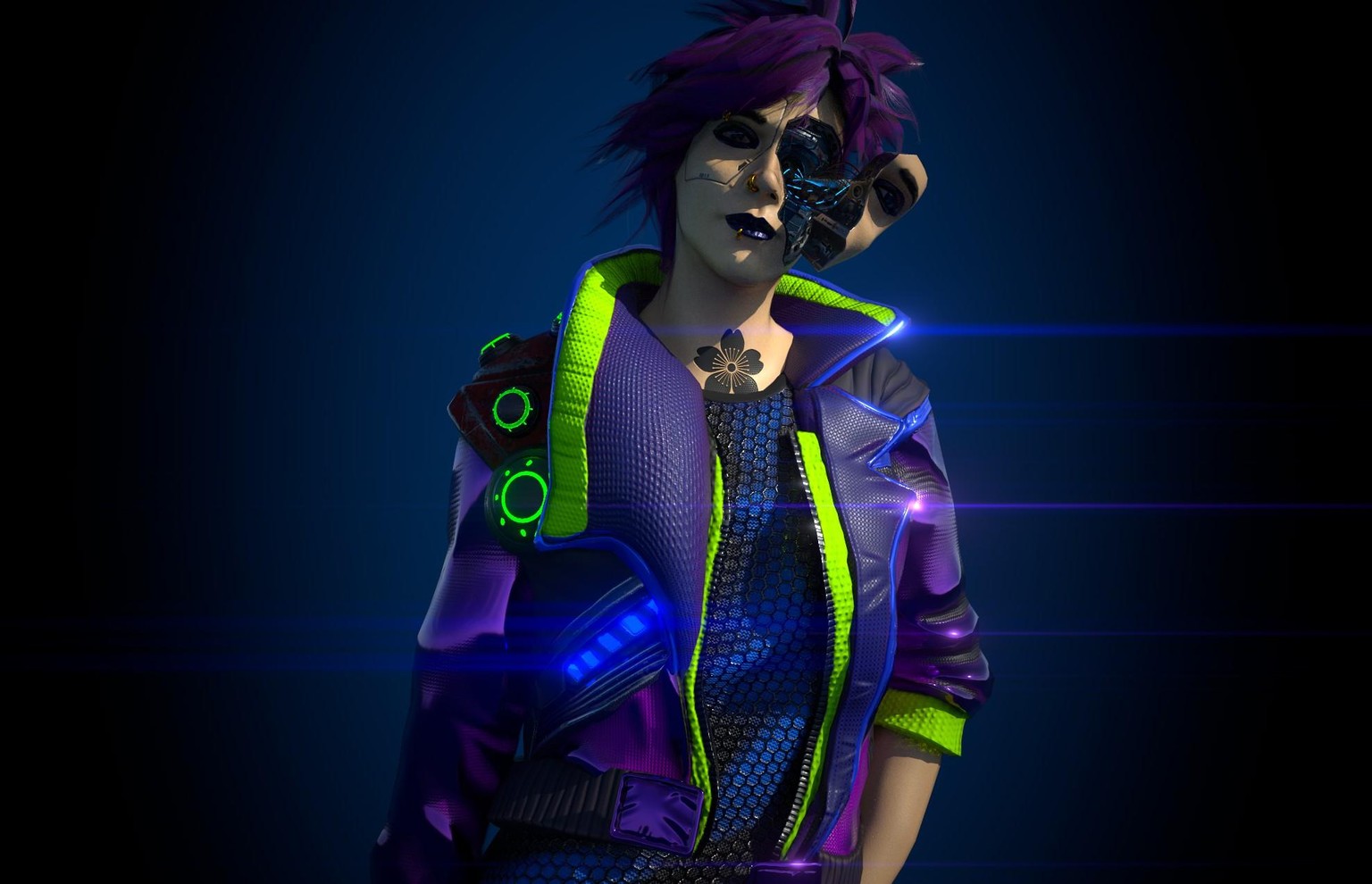 Cyberpunk Girl Golden rings - image 1 - student project