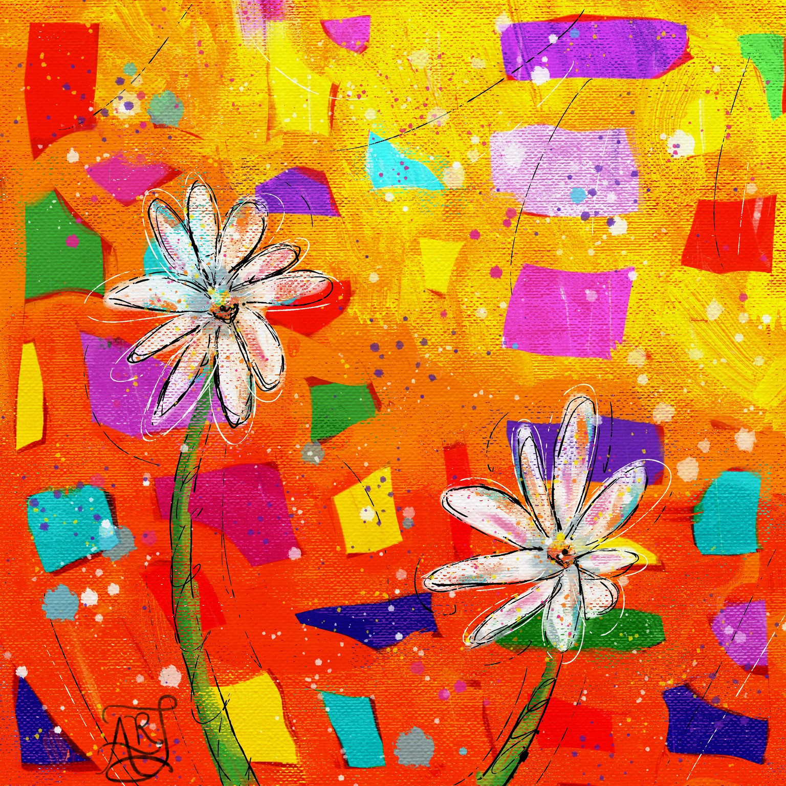 Lamb and flowers : Acrylic Procreate - image 2 - student project