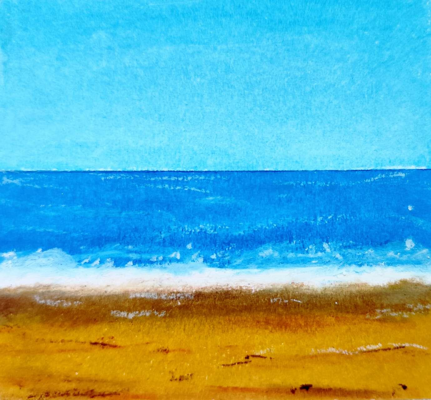 Simple seascape in oil pastel - image 1 - student project