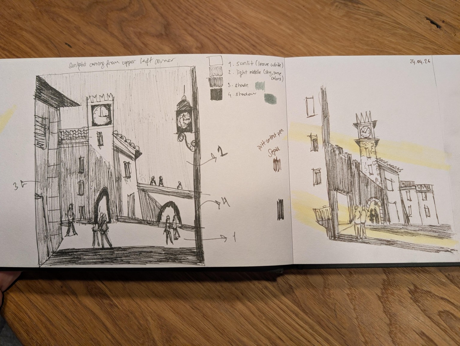 Travel sketching Italy - lights and shadows - image 3 - student project