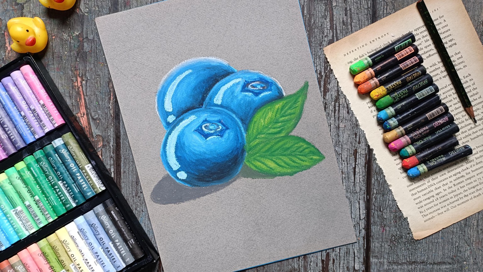 Oil pastels blueberry - image 2 - student project