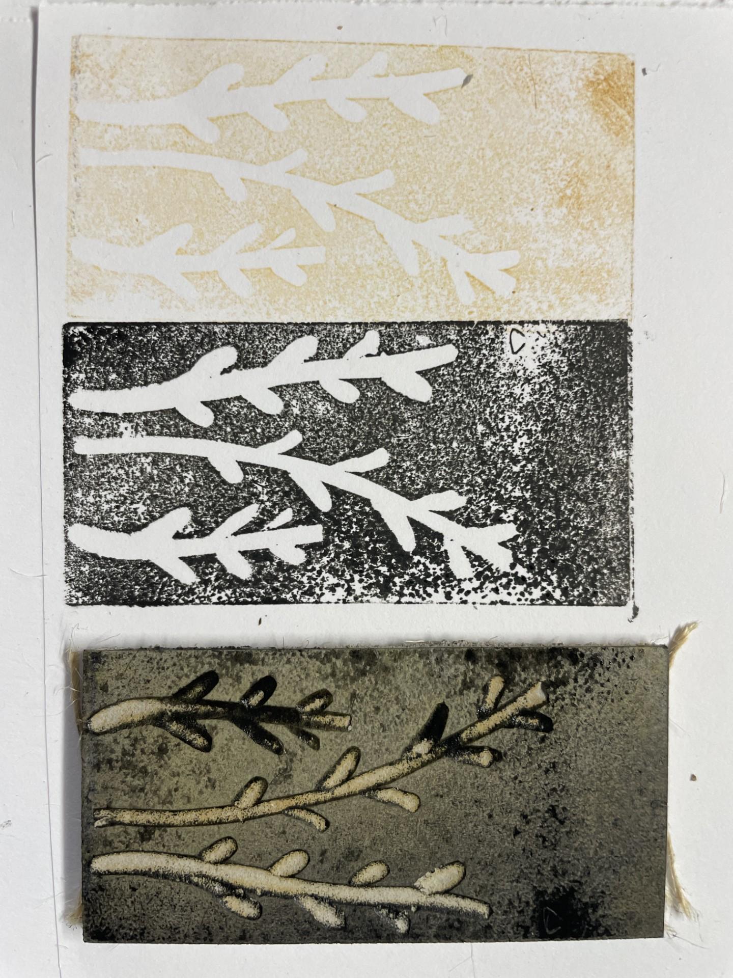 Small leaf lino cut pattern - image 1 - student project