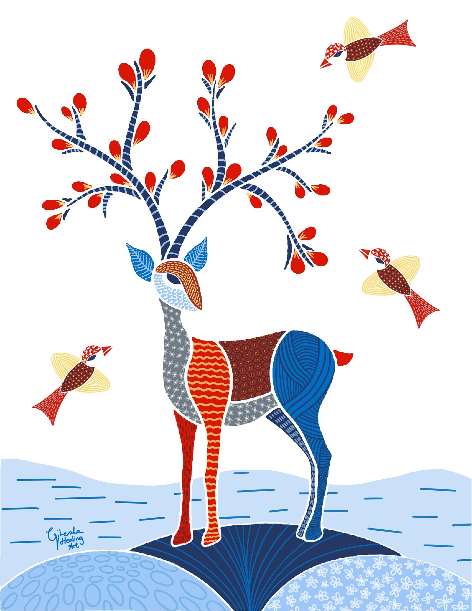 My Gond Style Deer - image 1 - student project