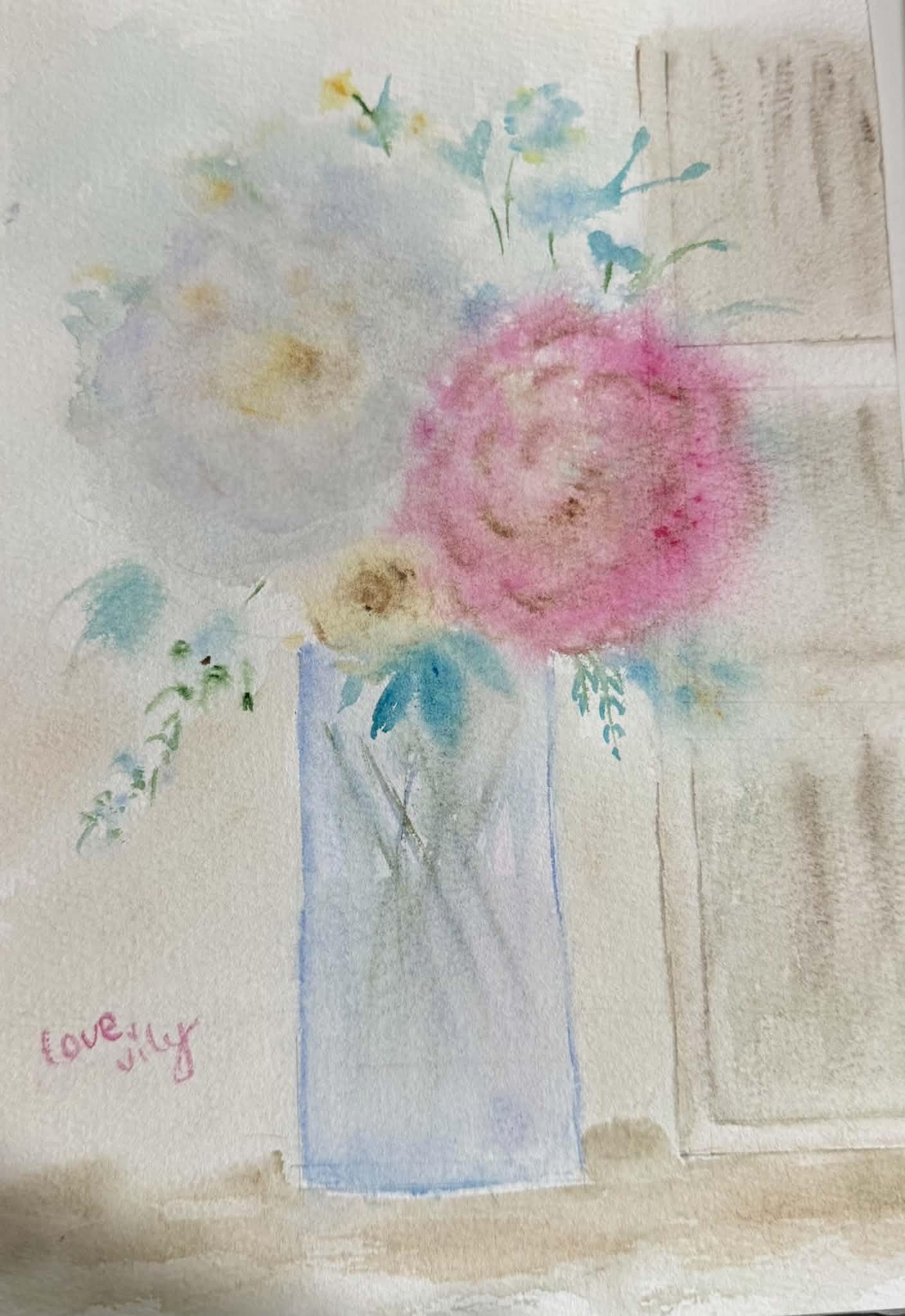 loose watercolor florals:atmospheric doorway & vase painting - image 1 - student project