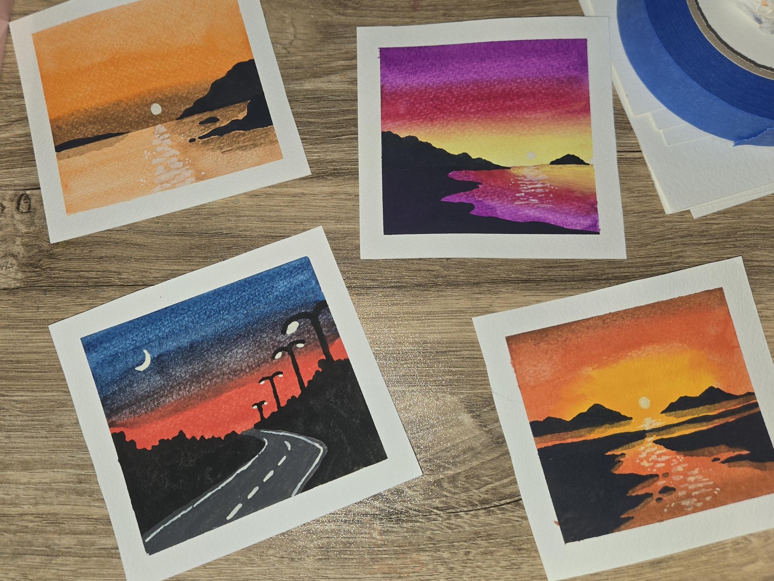 watercolor sunsets - image 2 - student project