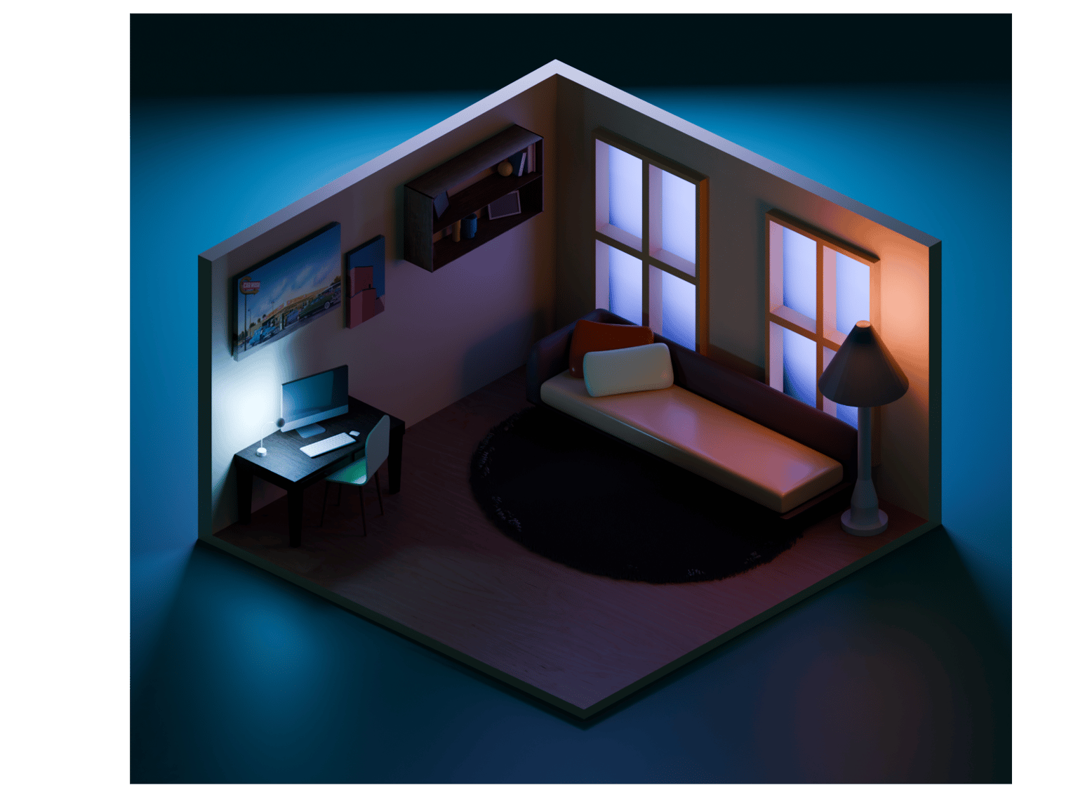 Low Poley Beach + Isometric Room view - image 3 - student project