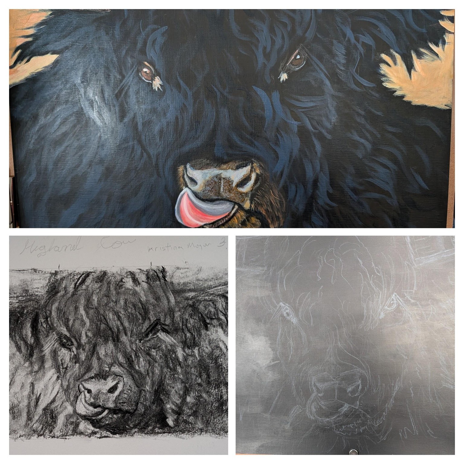 Updated Bull Highland Cow on acrylic - image 3 - student project