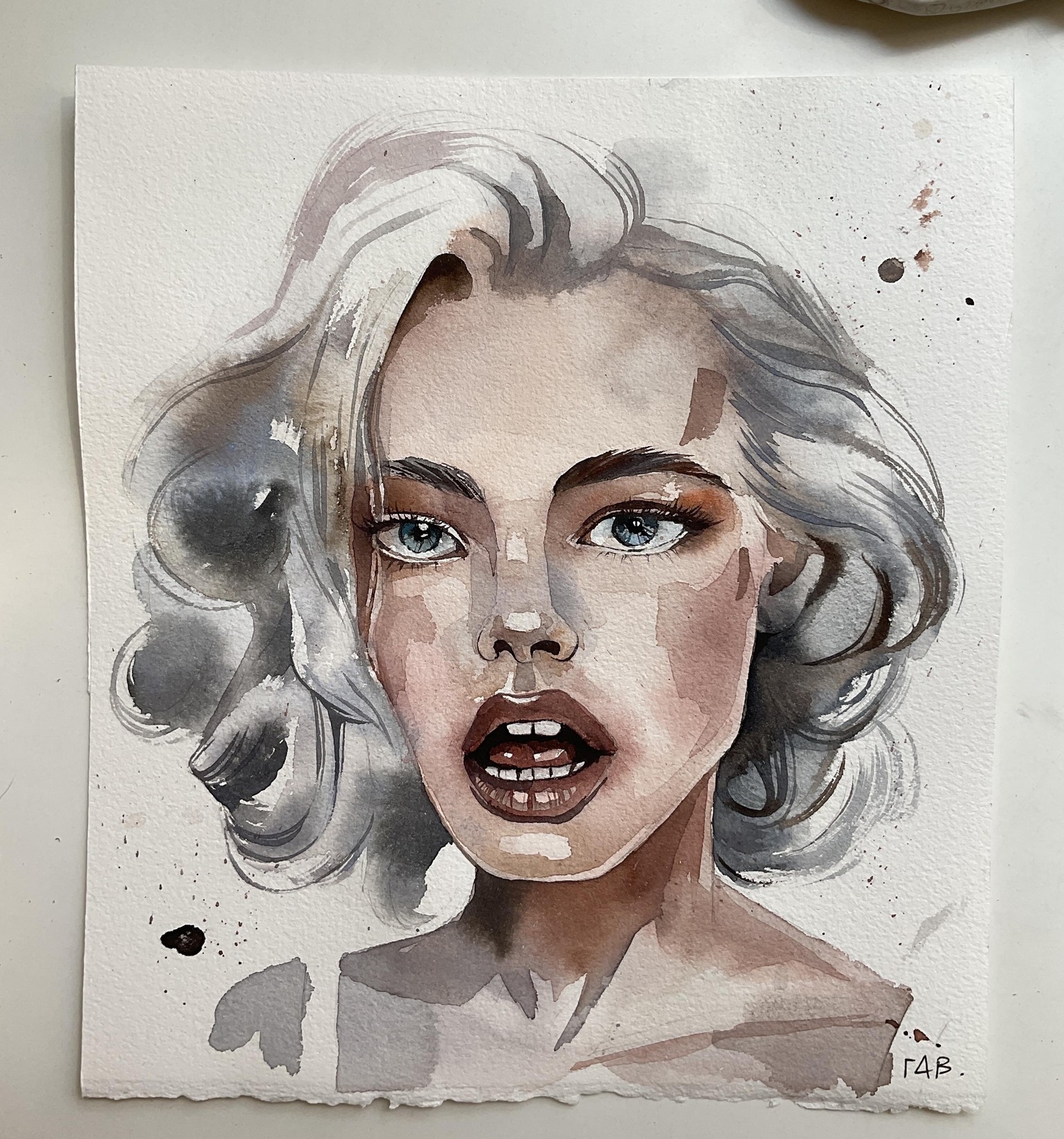 Watercolor Portrait of a Blonde Woman - image 2 - student project