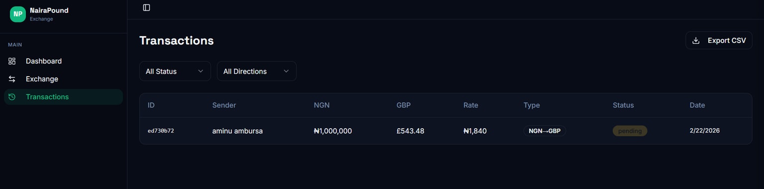 NairaPound Exchange – Cross-Platform NGN ⇄ GBP Currency Conversion App - image 3 - student project