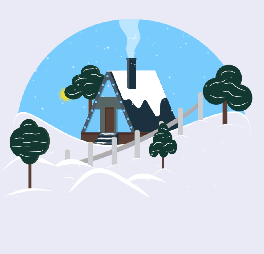Snowy Cabin Illustration - image 1 - student project