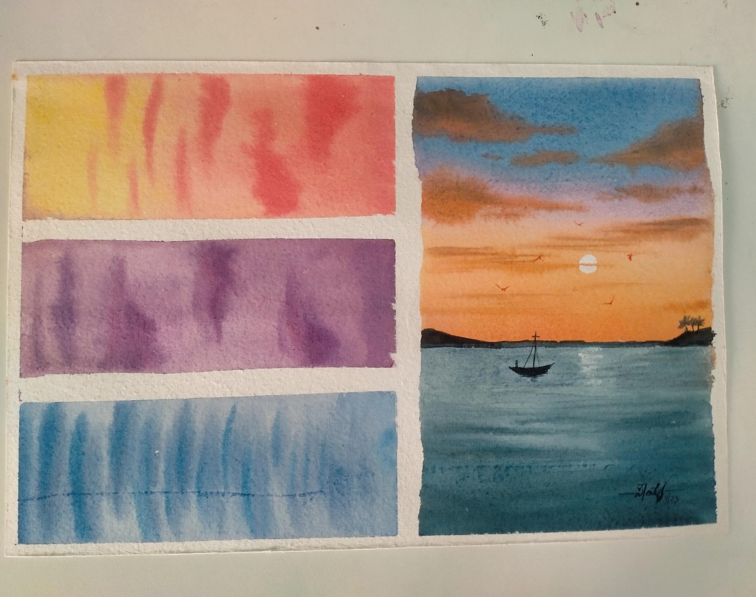 7 days of watercolor sunsets - image 3 - student project
